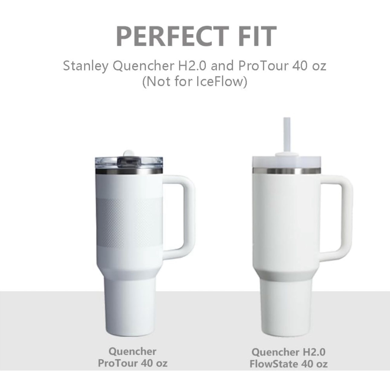 Leak-Proof Lid Replacement For Stanley 40 Oz Tumbler - Spill Proof, Wide Mouth, White, BPA-Free