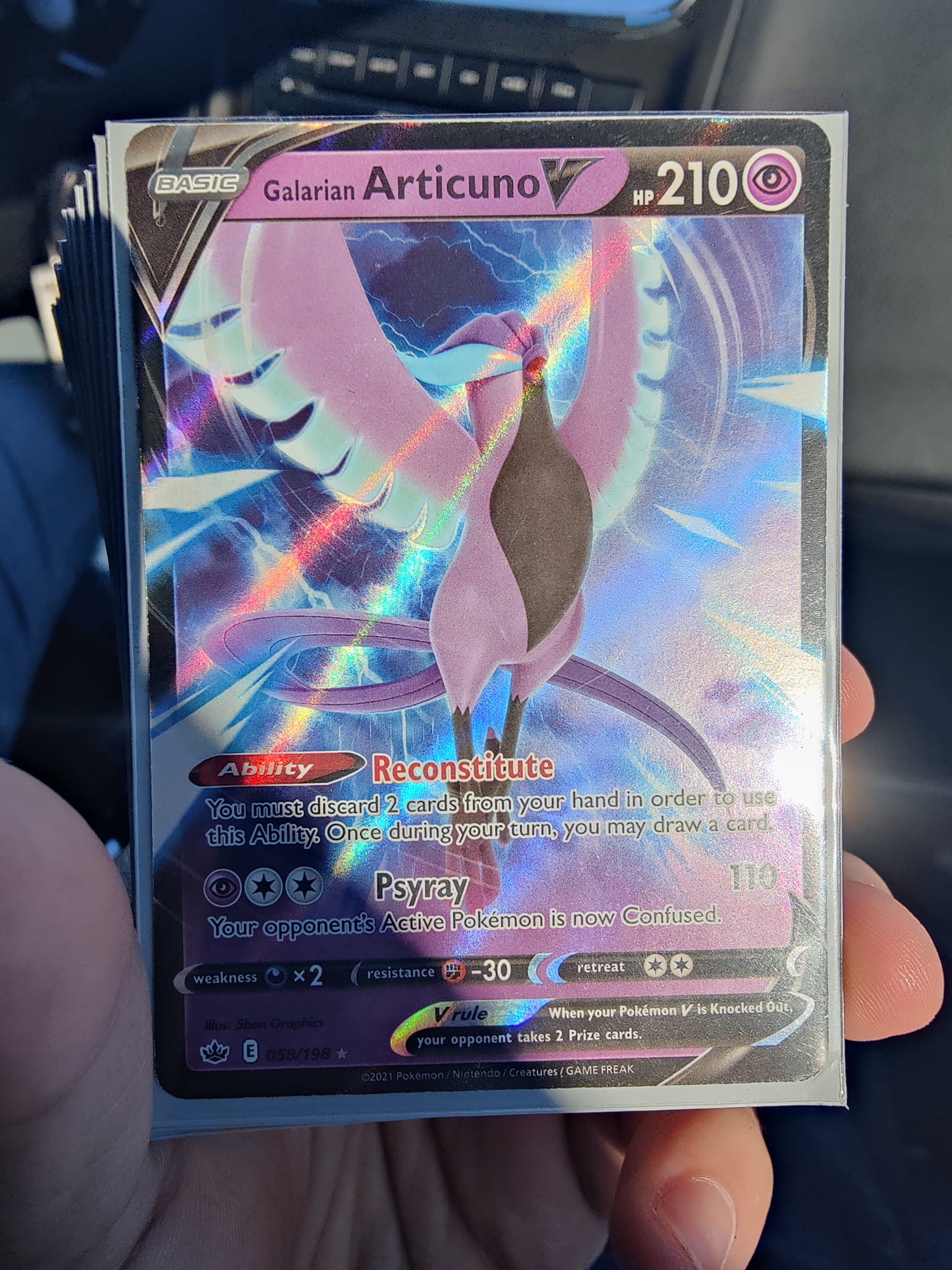 articuno vmax pokemon card - 144/165 151 - Reverse Foil variation to centering Articuno Messenger of Snow VMAX