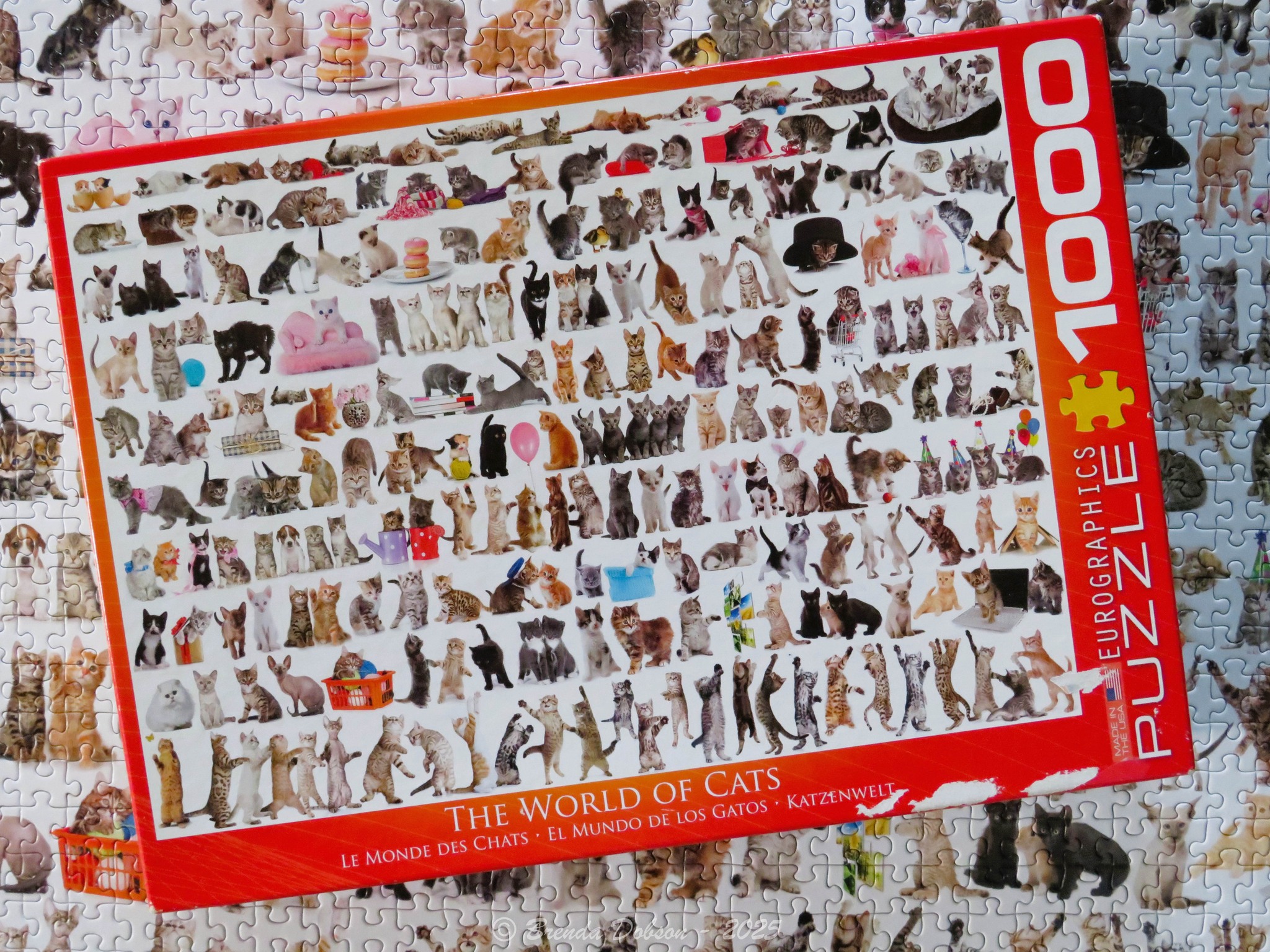 EuroGraphics World Of Cats 1000-Piece Jigsaw Puzzle - Features Over 120 Breeds, 19.25x26.5 Inches
