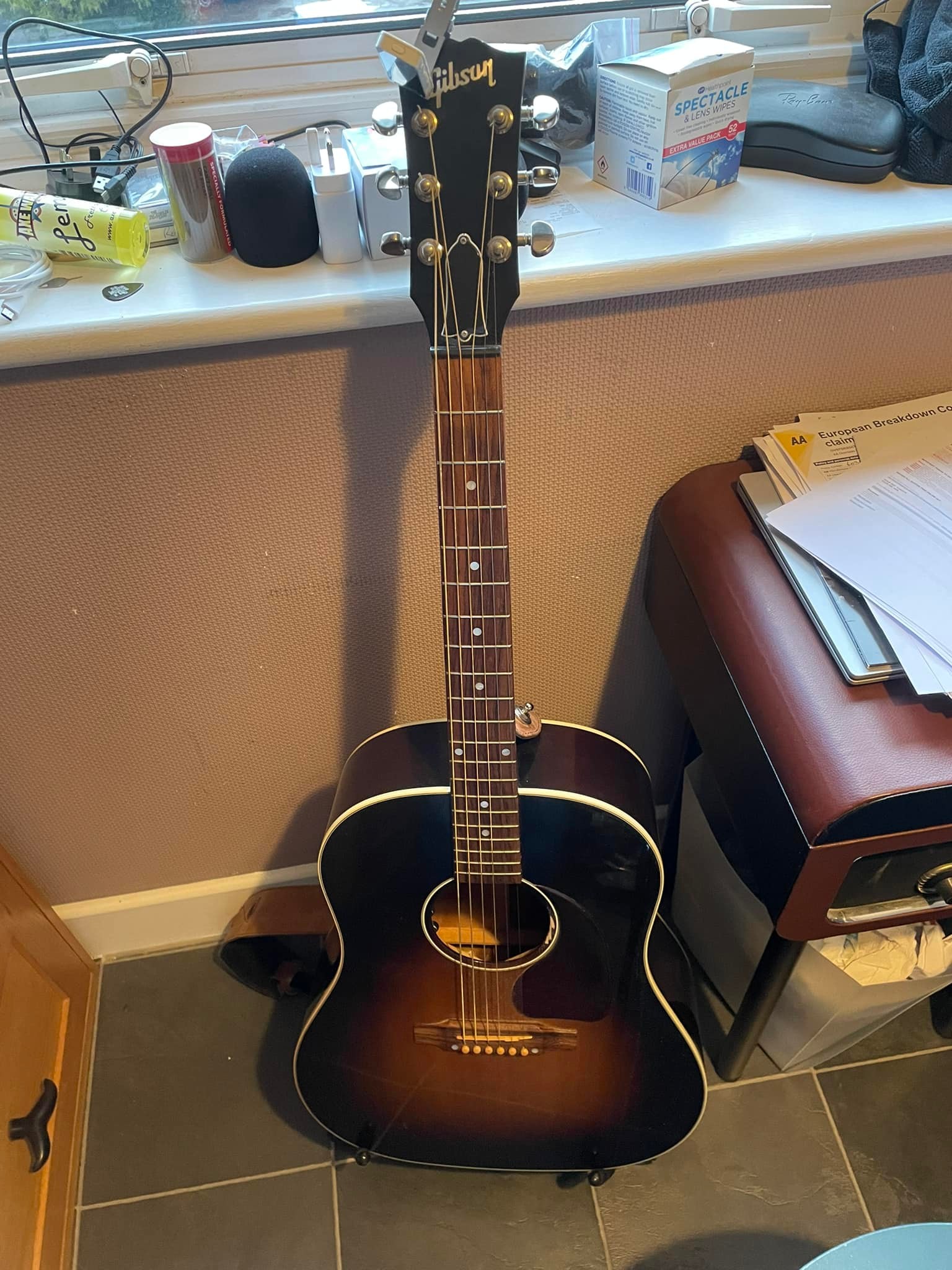Here are my guitars. Crafter 34th anniversary. Gibson J45 & Ibanez