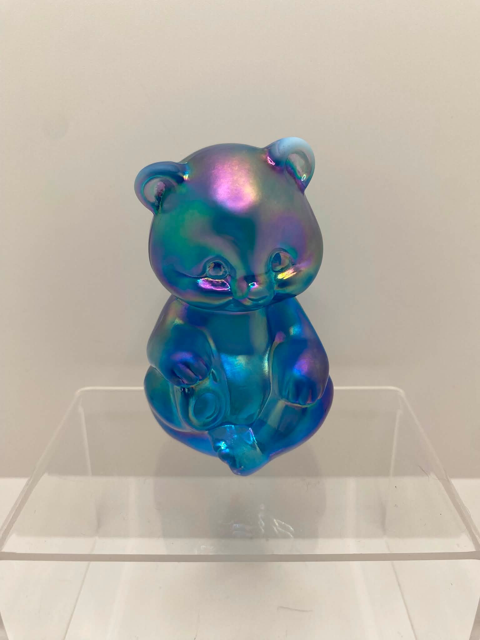 Fenton periwinkle blue bear set with white bows