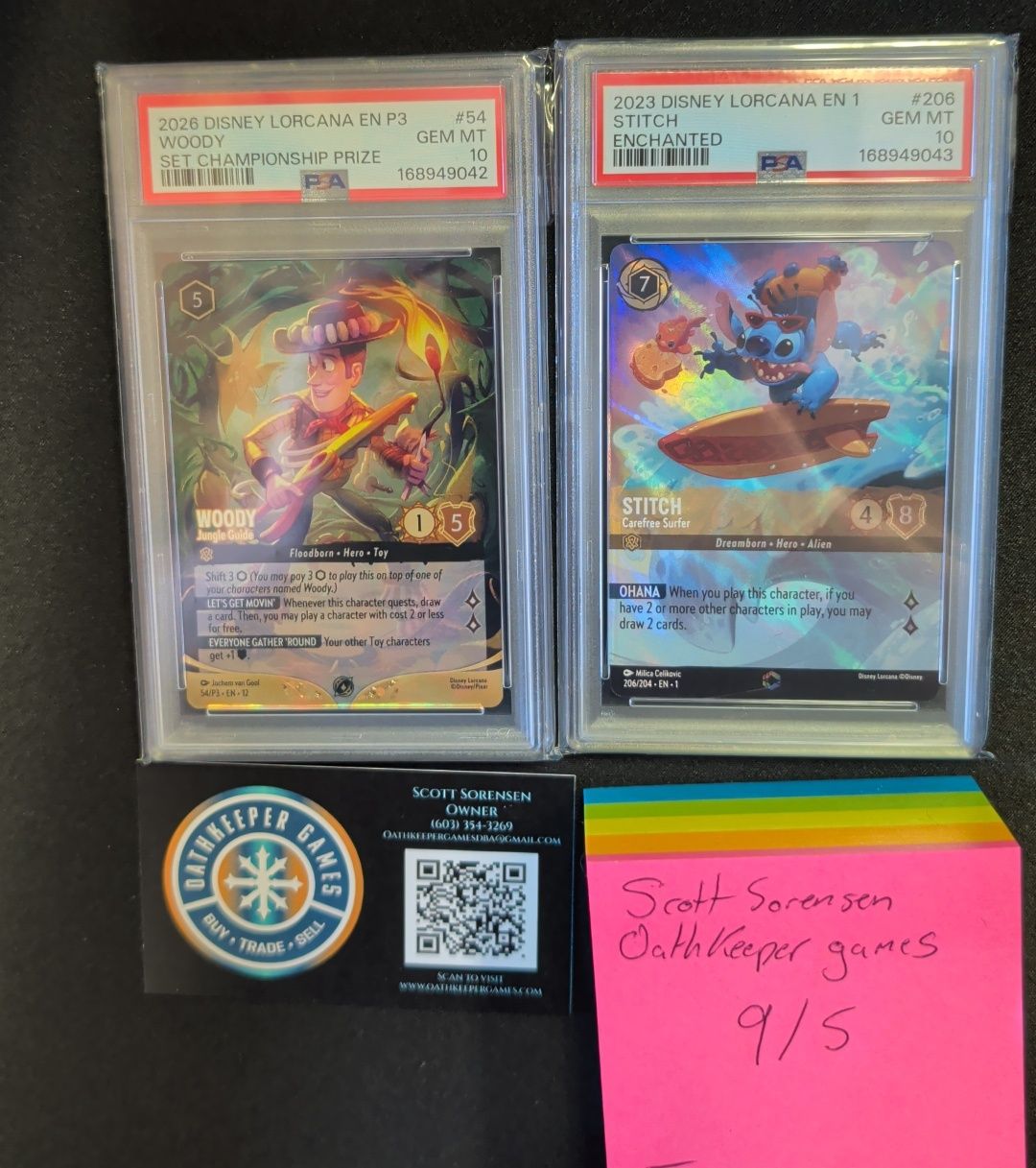 PSA 10 Woody and Stitch Lorcana cards for sale