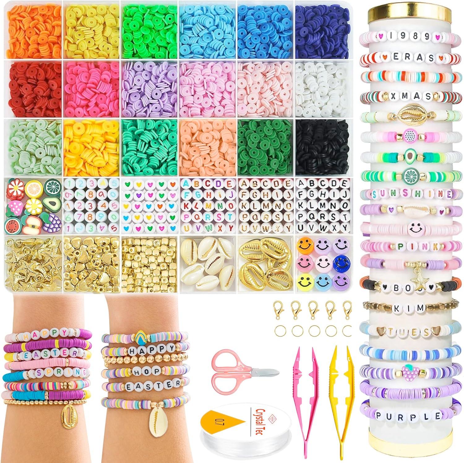 🔥🔥 50% off Code: JLG6PETD 5300 Clay Beads Bracelet Making Kit