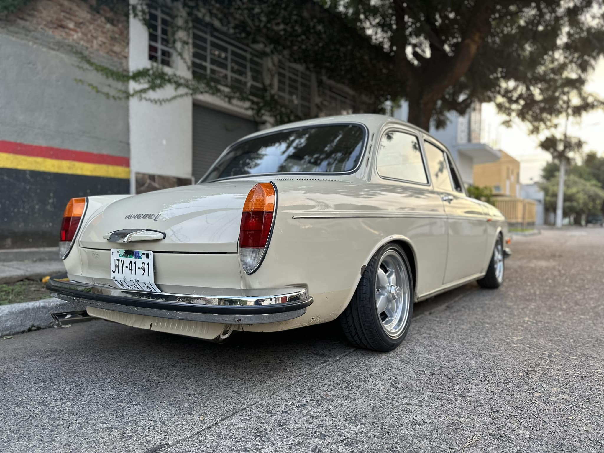 New white wheels installed on vintage Volkswagen