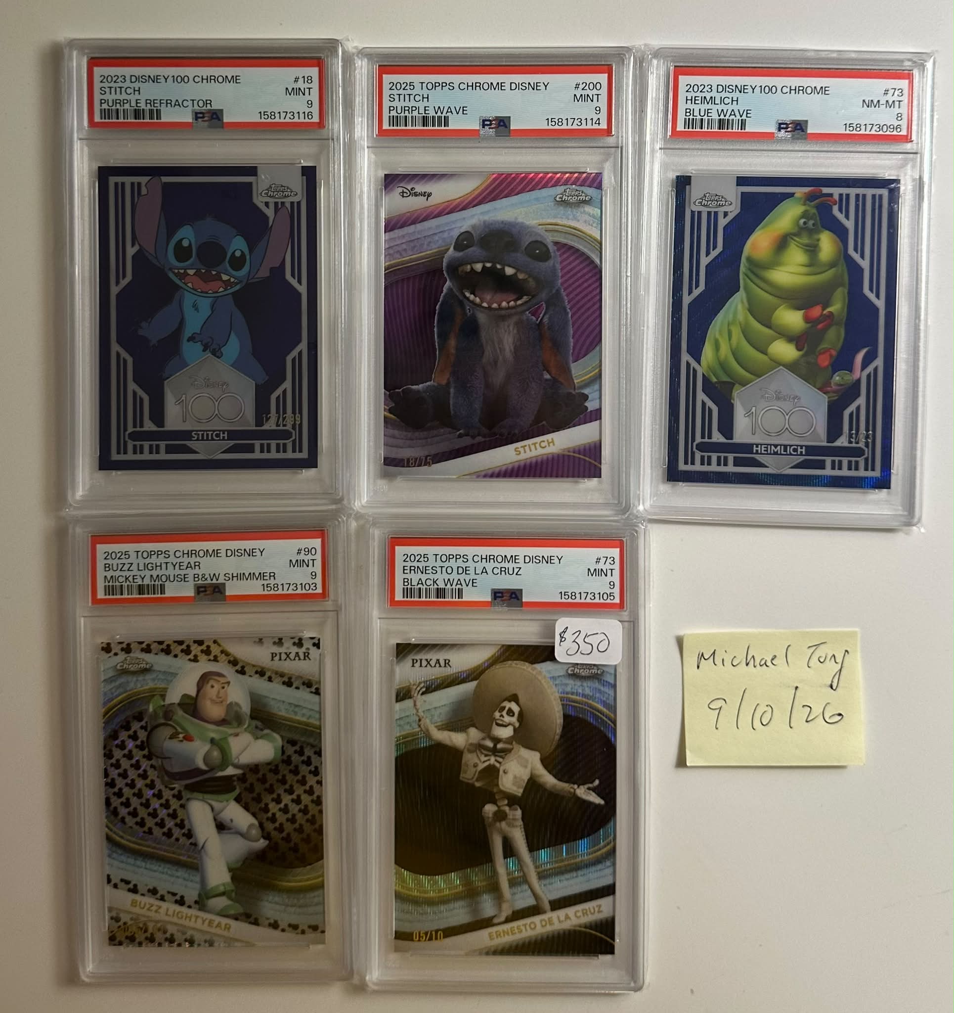 Assorted Disney Slabs for sale 2023 Topps Chrome Purple Refractor