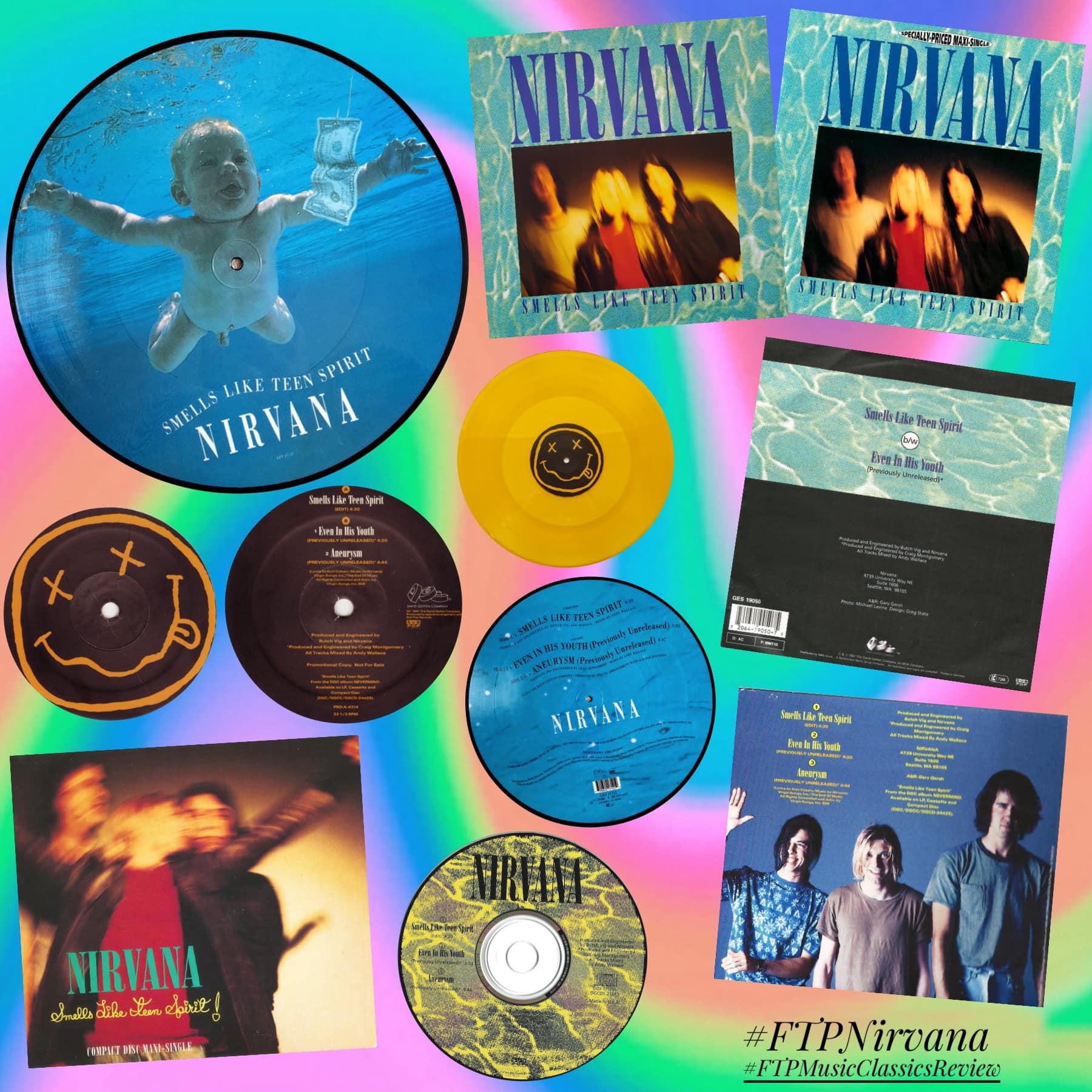 Adesivo (sticker) Con Testo Nirvana - 'Smells Like Teen Spirit' Per Fan Foo Fighters, Pixies