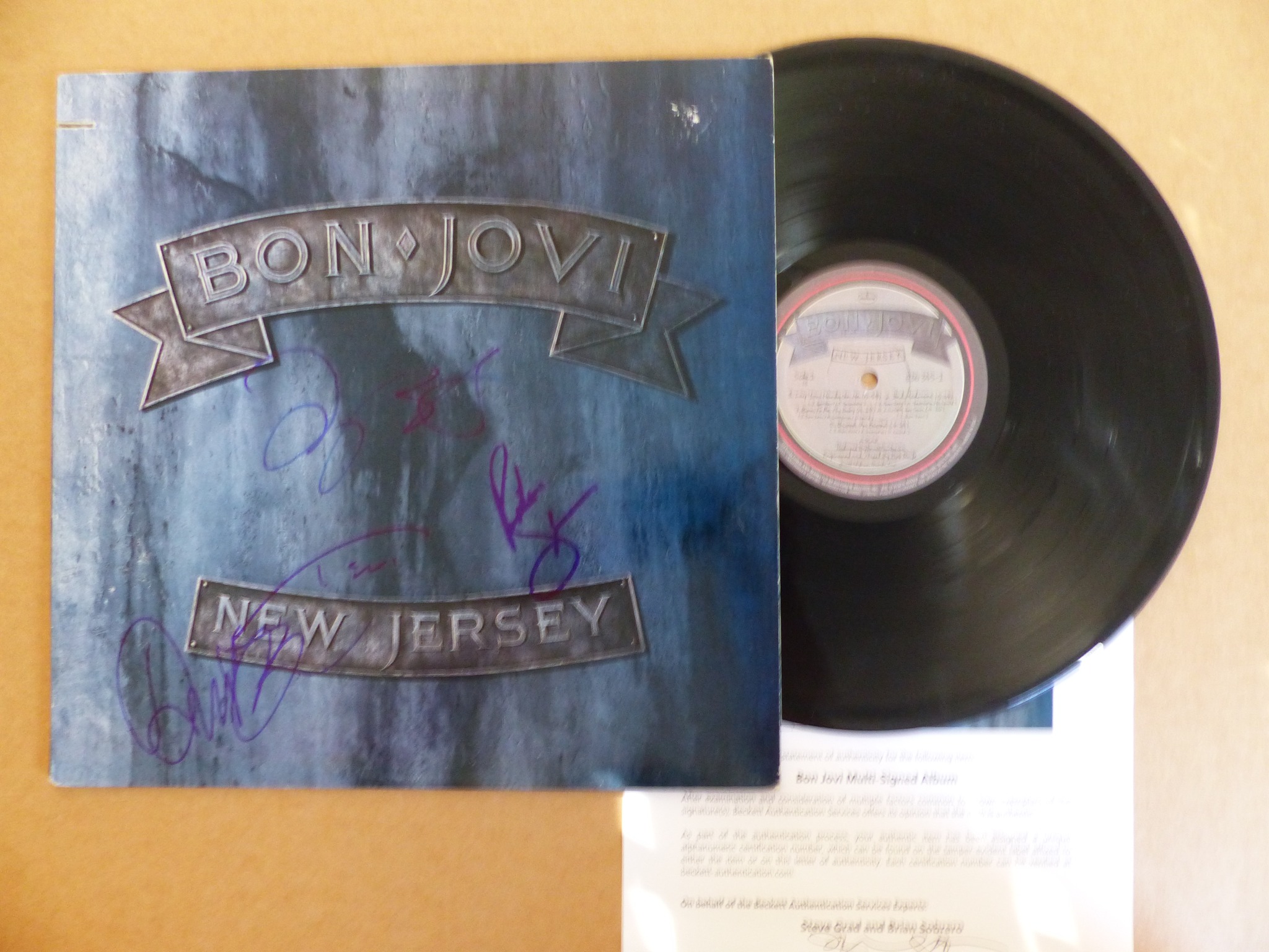 Jon Bon Jovi signed vinyl with Beckett LOA for sale