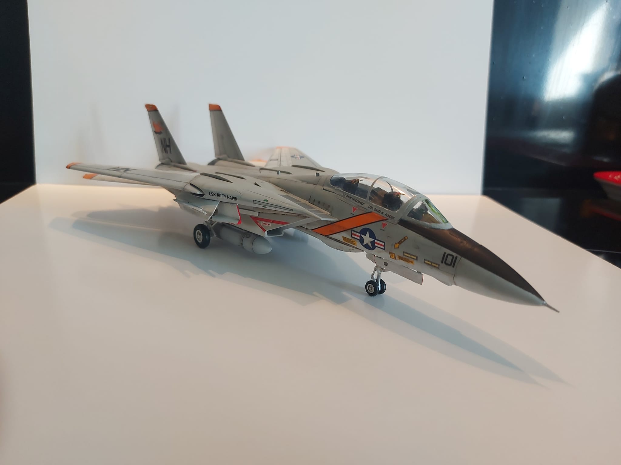 F Fityle Maquette Avion F-14D Échelle 1/100 – 19x18 Cm, Alliage PP, Réaliste, Avec Support D’Exposition – Collectionneur
