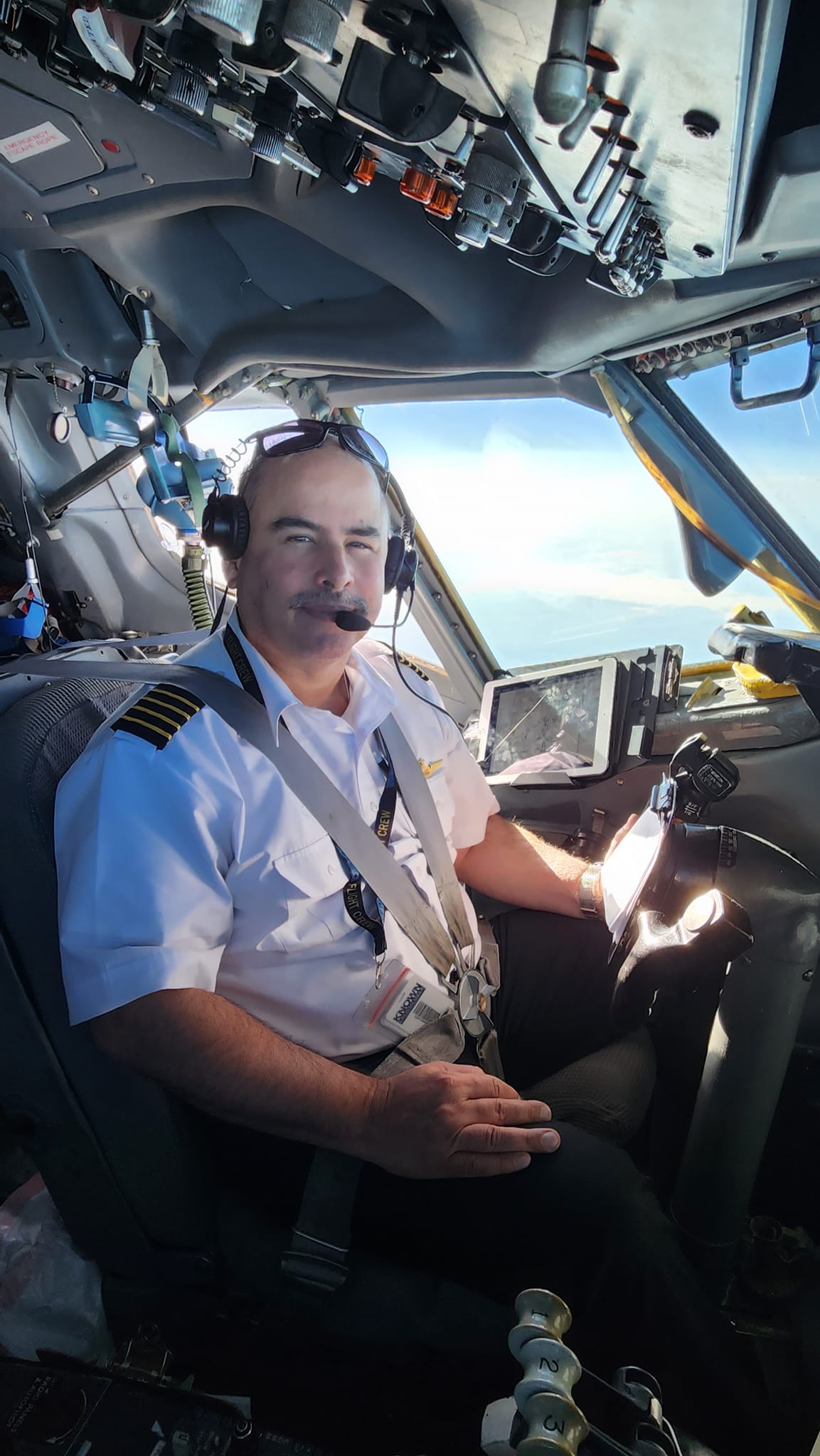 Taking a few more sips of coffee before flying a classic ,a Boeing