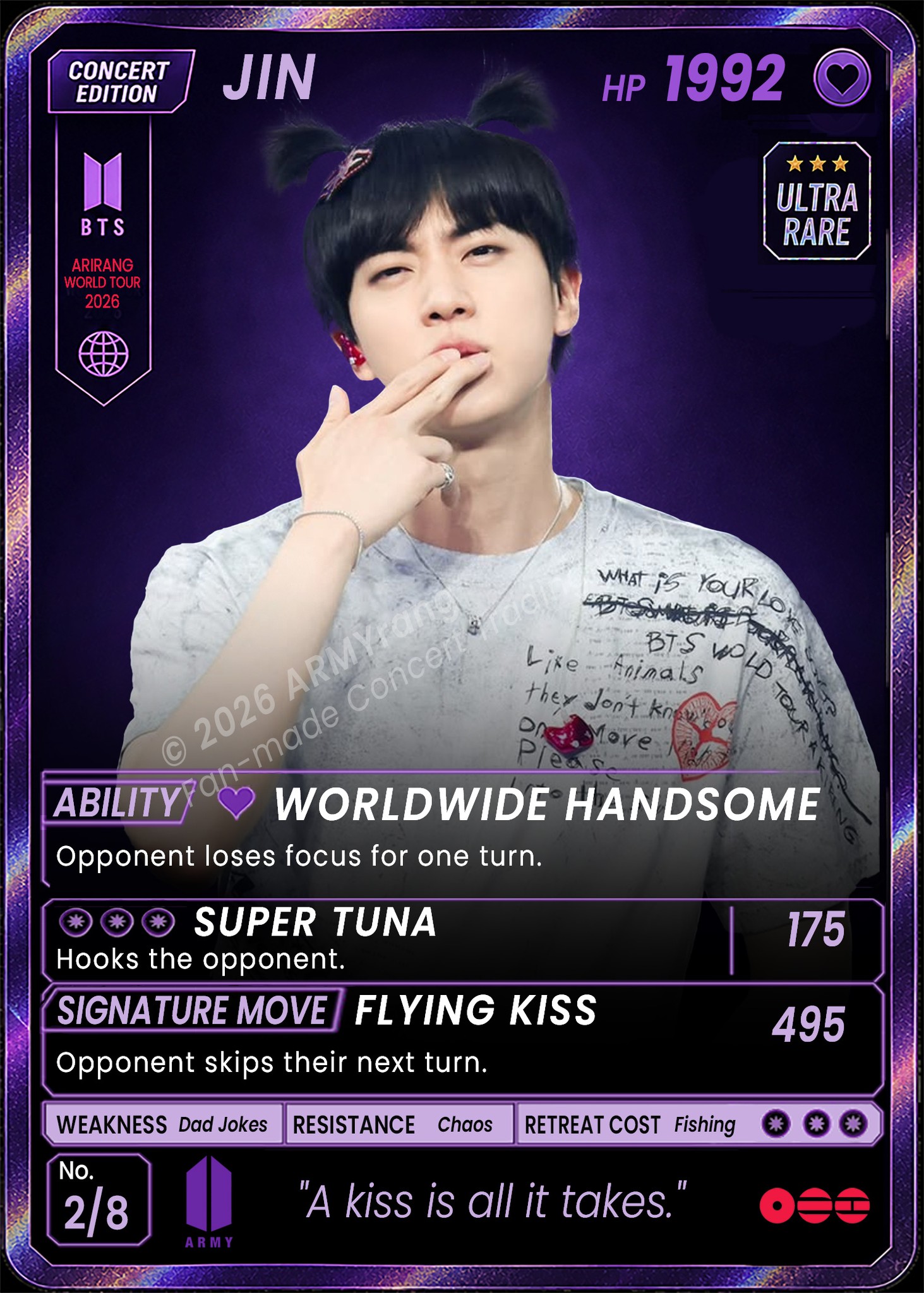 Jin photocard for deluxe vinyl trade in BTS Army Los Angeles