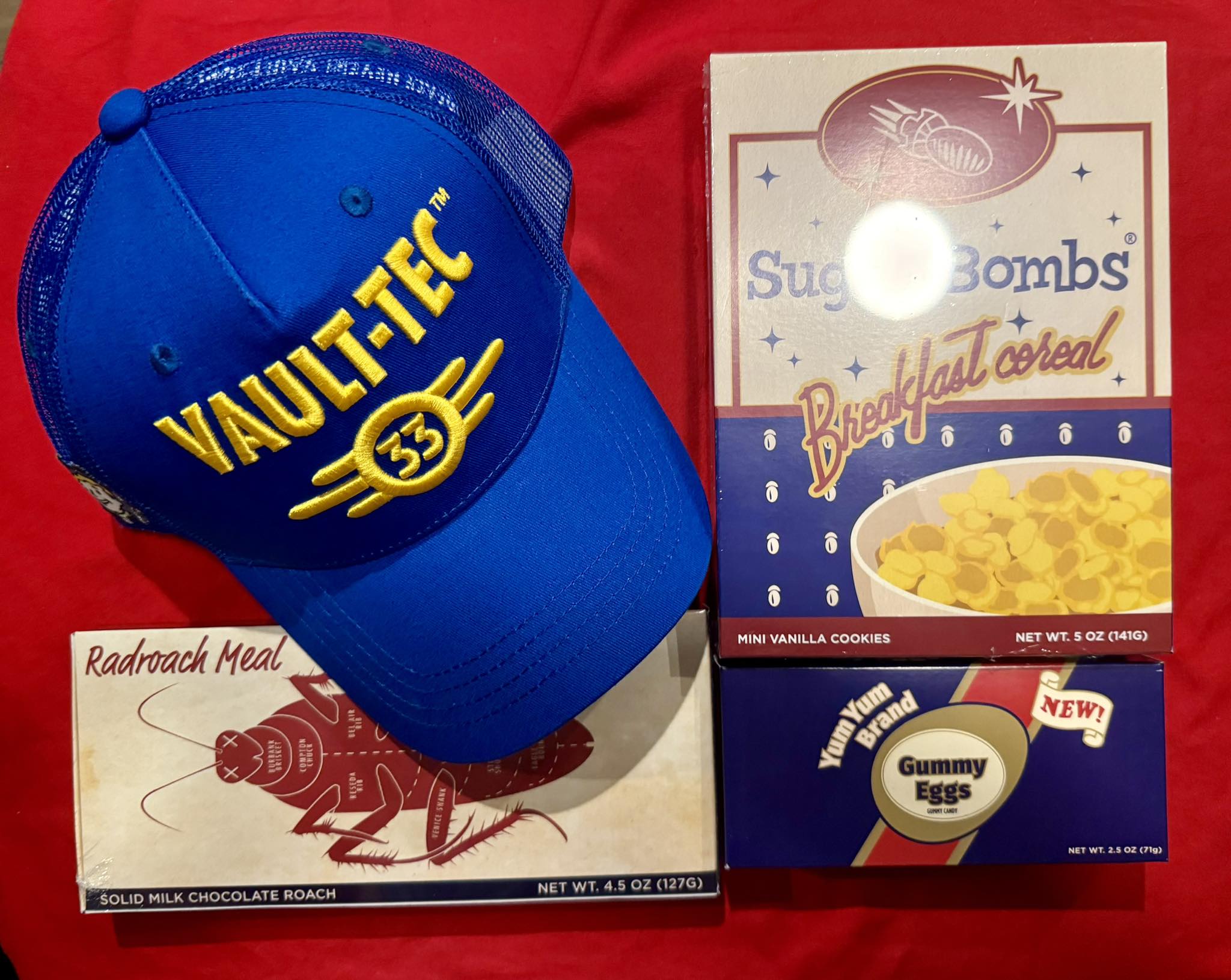 Fallout collectible glass and Vault-Tec SnapBack hat available in