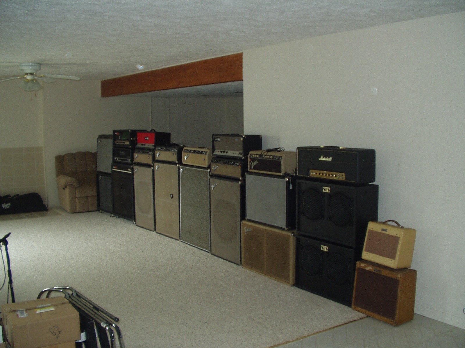 Guitar collector's basement boom room