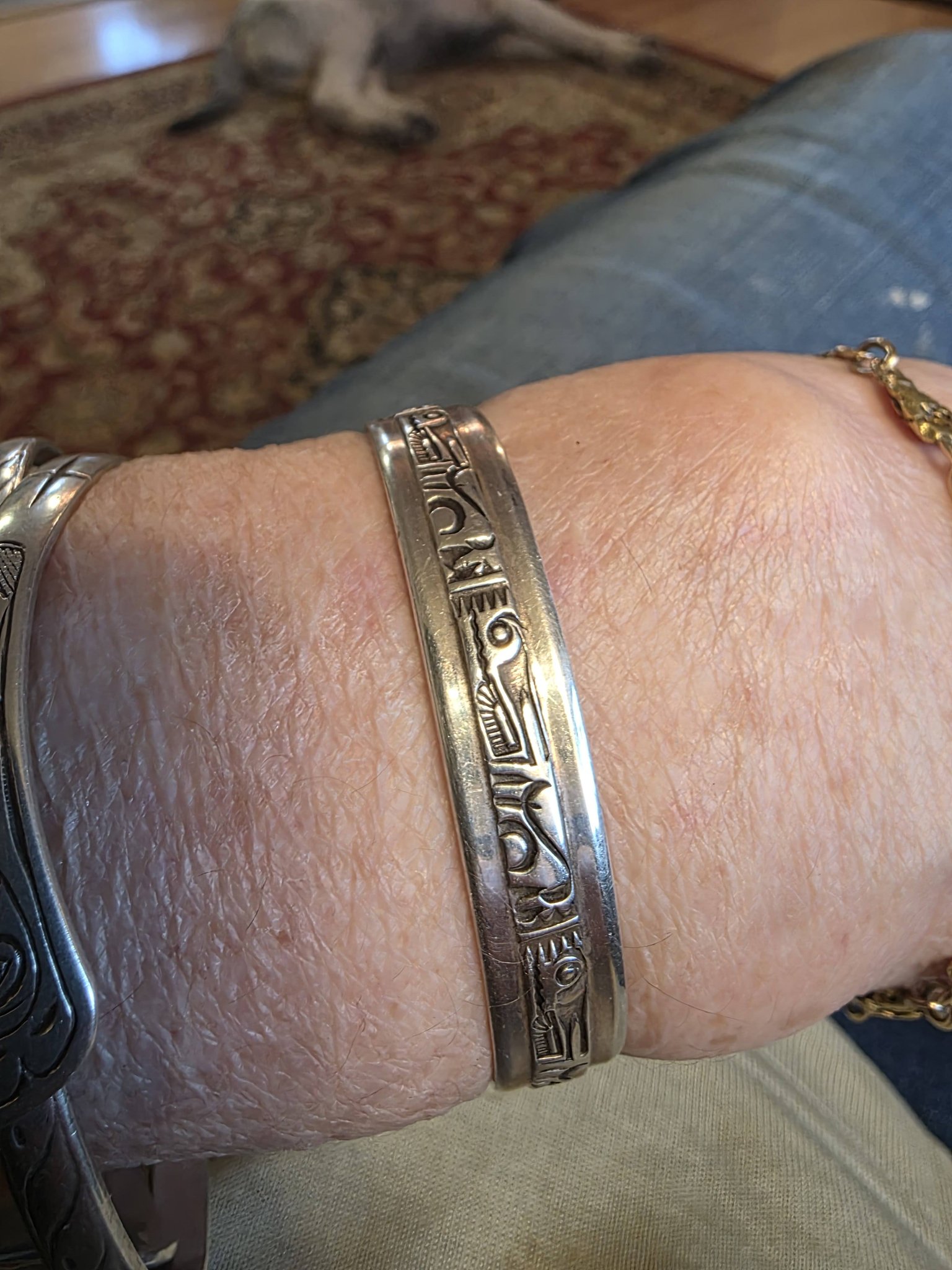 Navajo silversmith Herman Smith showing off his amazing style