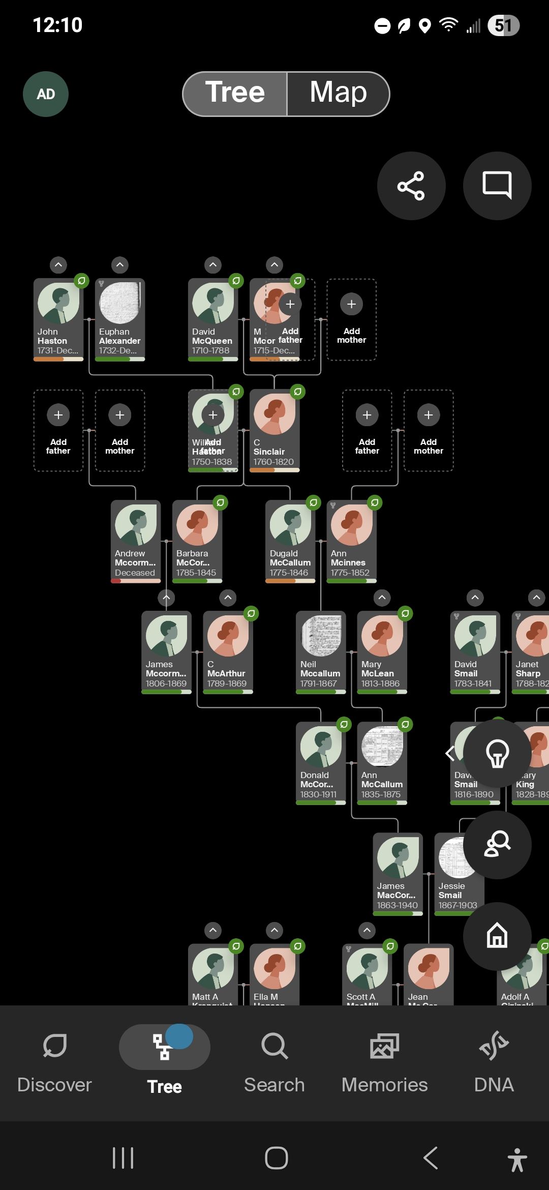 How to insert a missing generation in family tree?