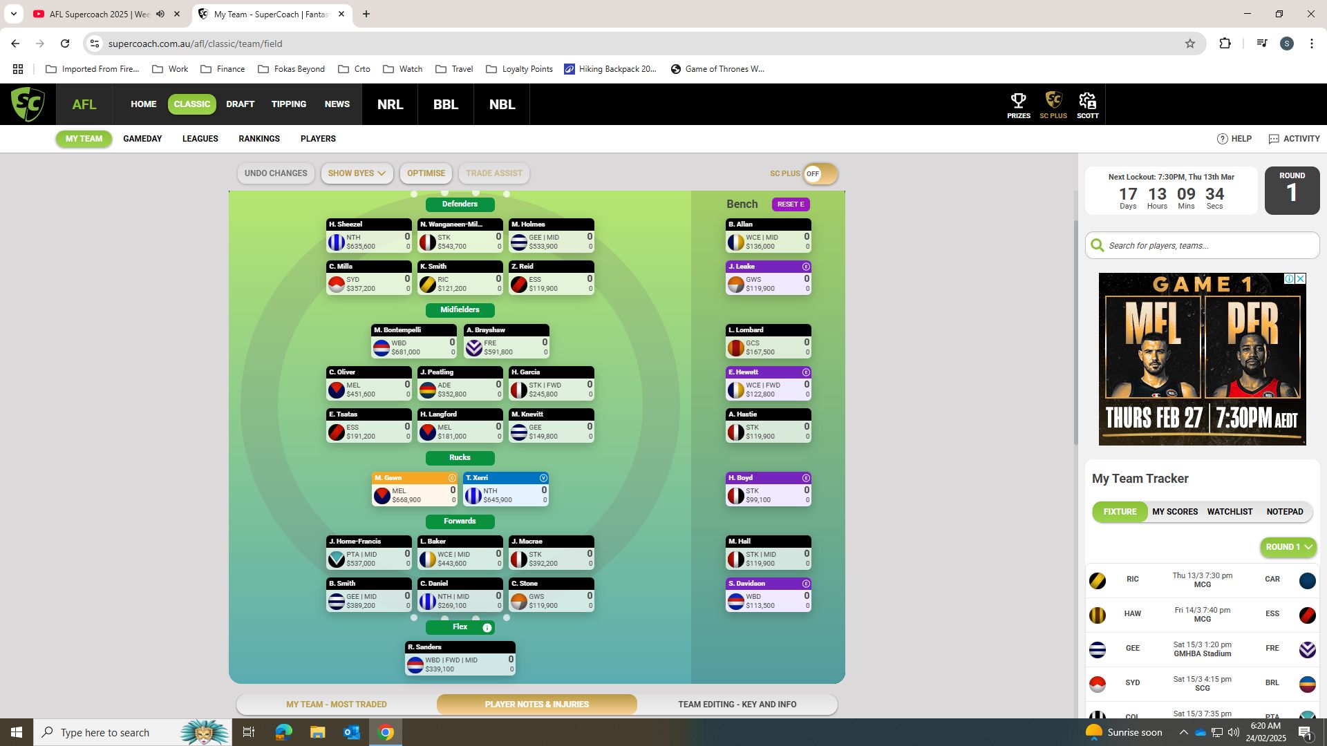 SuperCoach AFL - Official Group | A few roughies, thanks for any help ...
