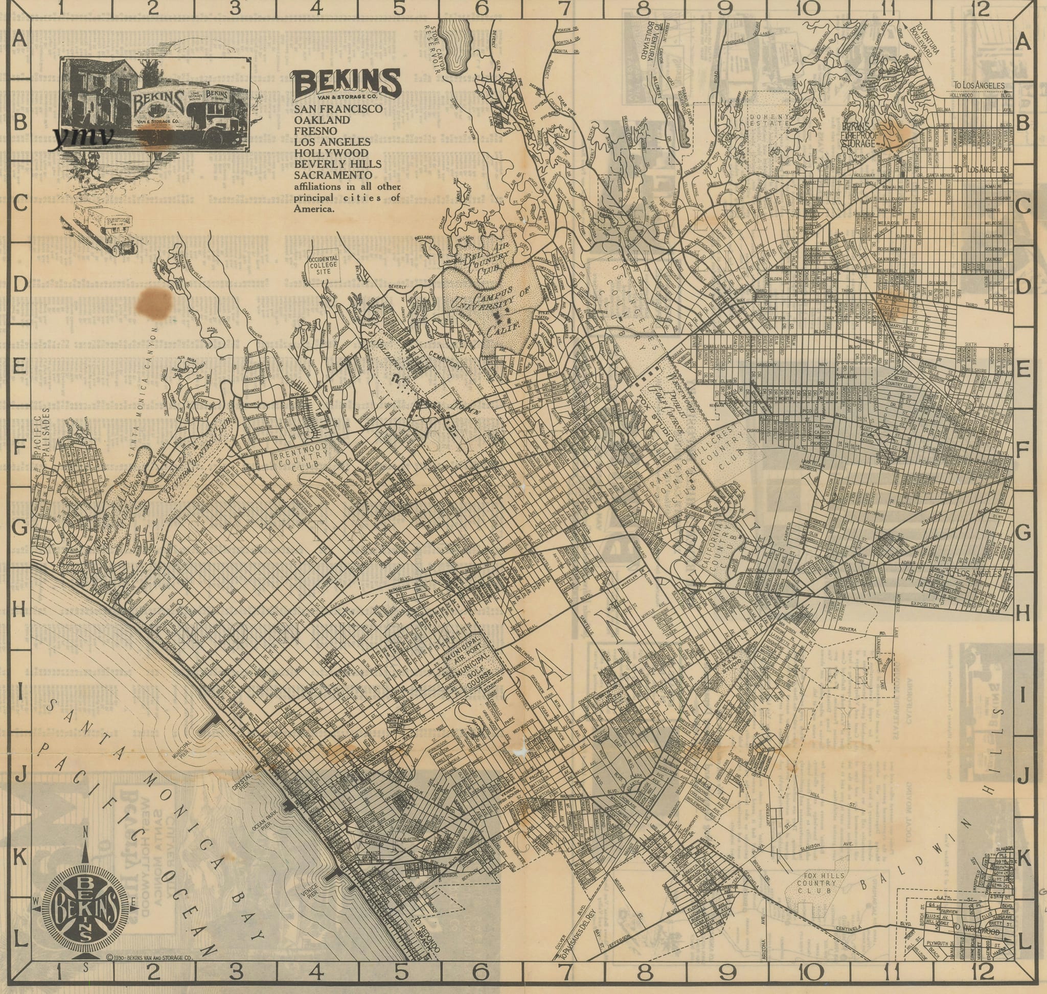 Vintage Los Angeles movie star maps