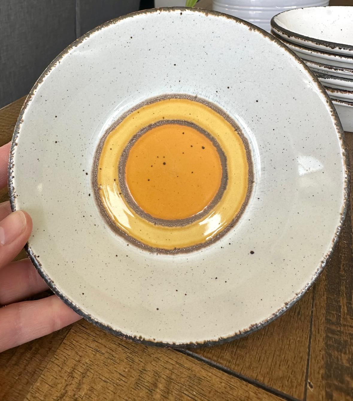 Set of 3 vintage mid-century modern dinner plates in the 