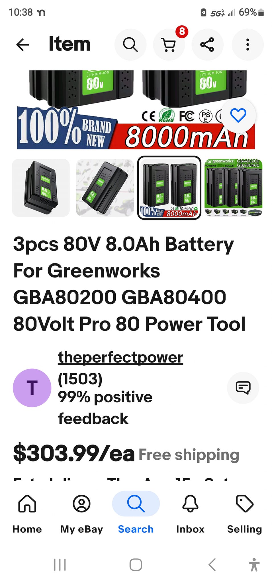 Has anyone bought Greenworks 80v batteries from eBay sellers?