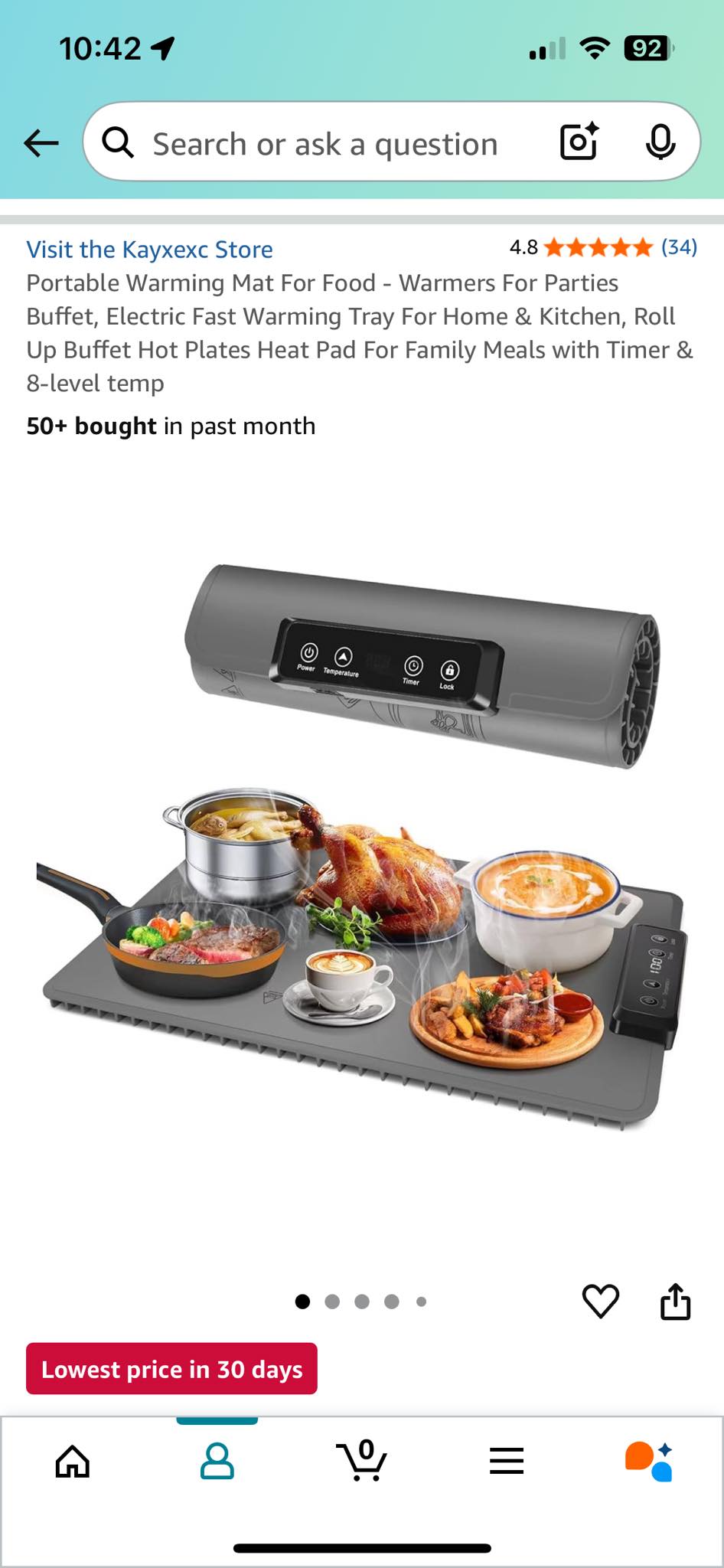 2025 Upgraded Food Warming Mat – 7 Temp Levels, 8 Timer Settings, Fast Heating For Buffets & Parties
