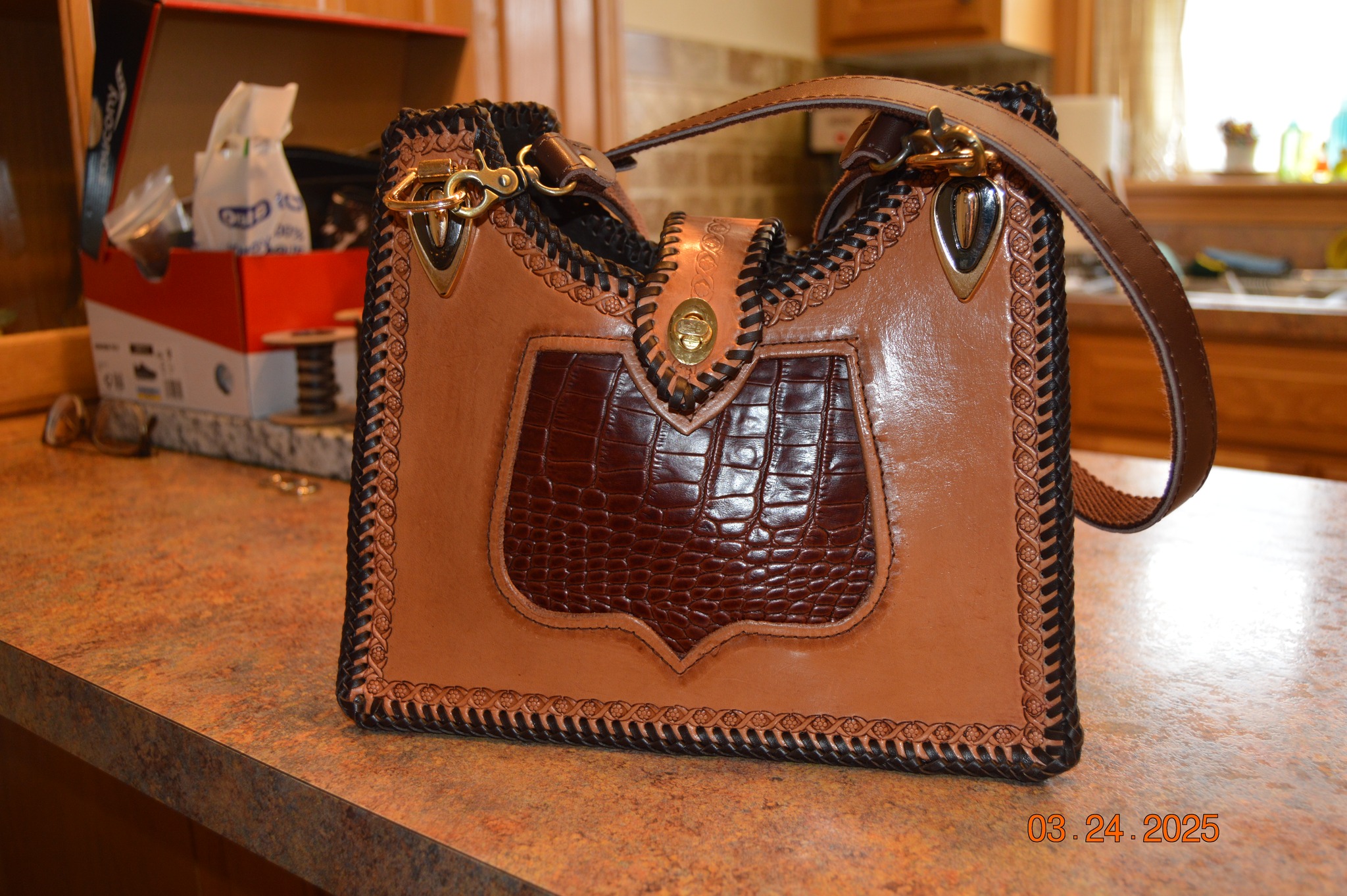 Just finished this beauty. Hermann oak leather, crocodile embossed