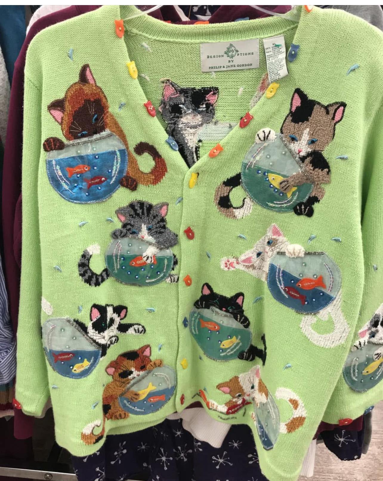 Vintage 90s kitty cardigan found thrifting