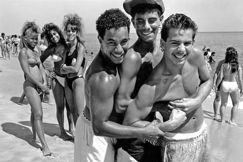 Three Guys and Three Girls (w. Big Hair) Jones Beach, 1989 PHOTO