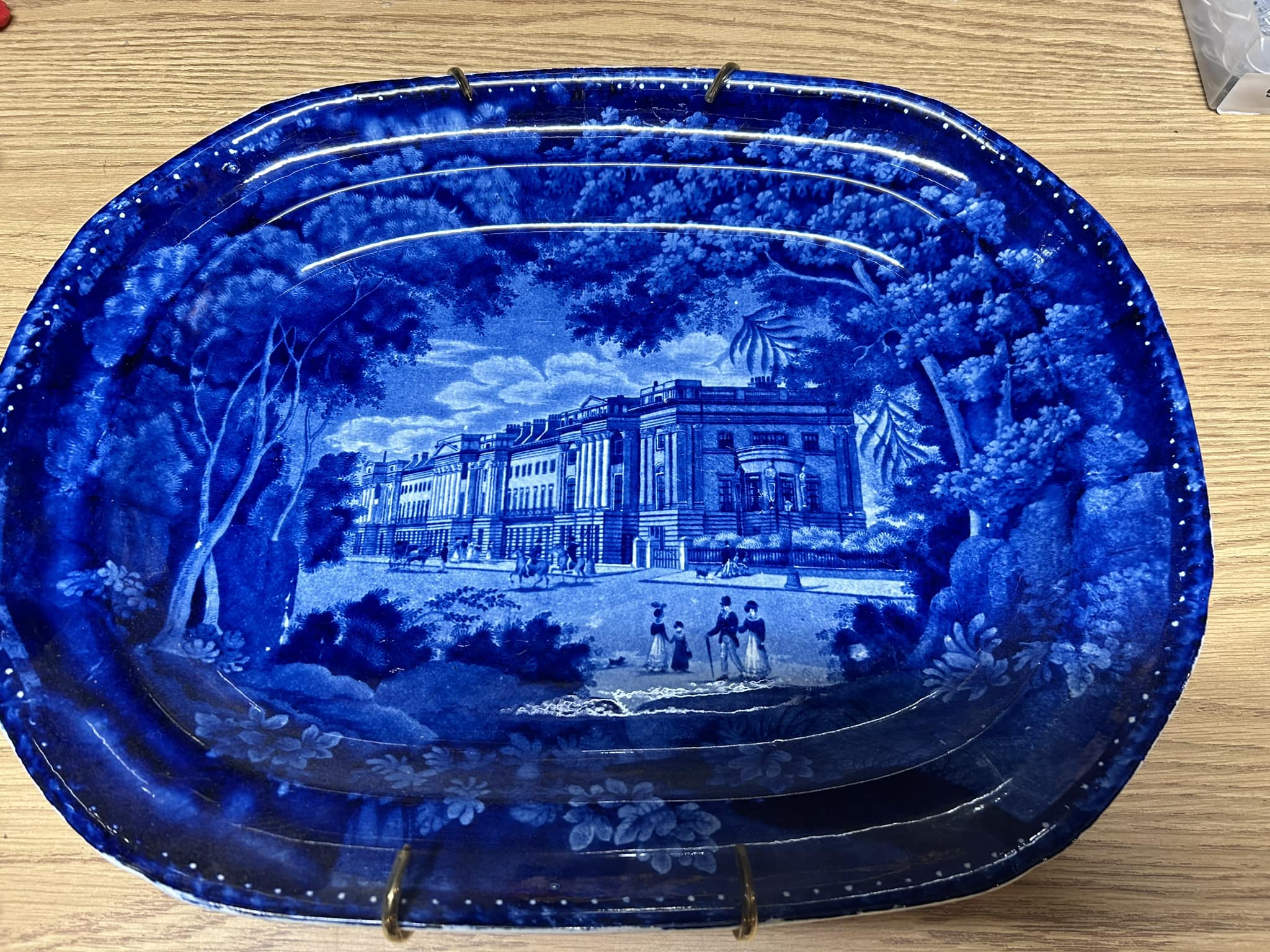 Staffordshire shell-edged plates with America's great seal