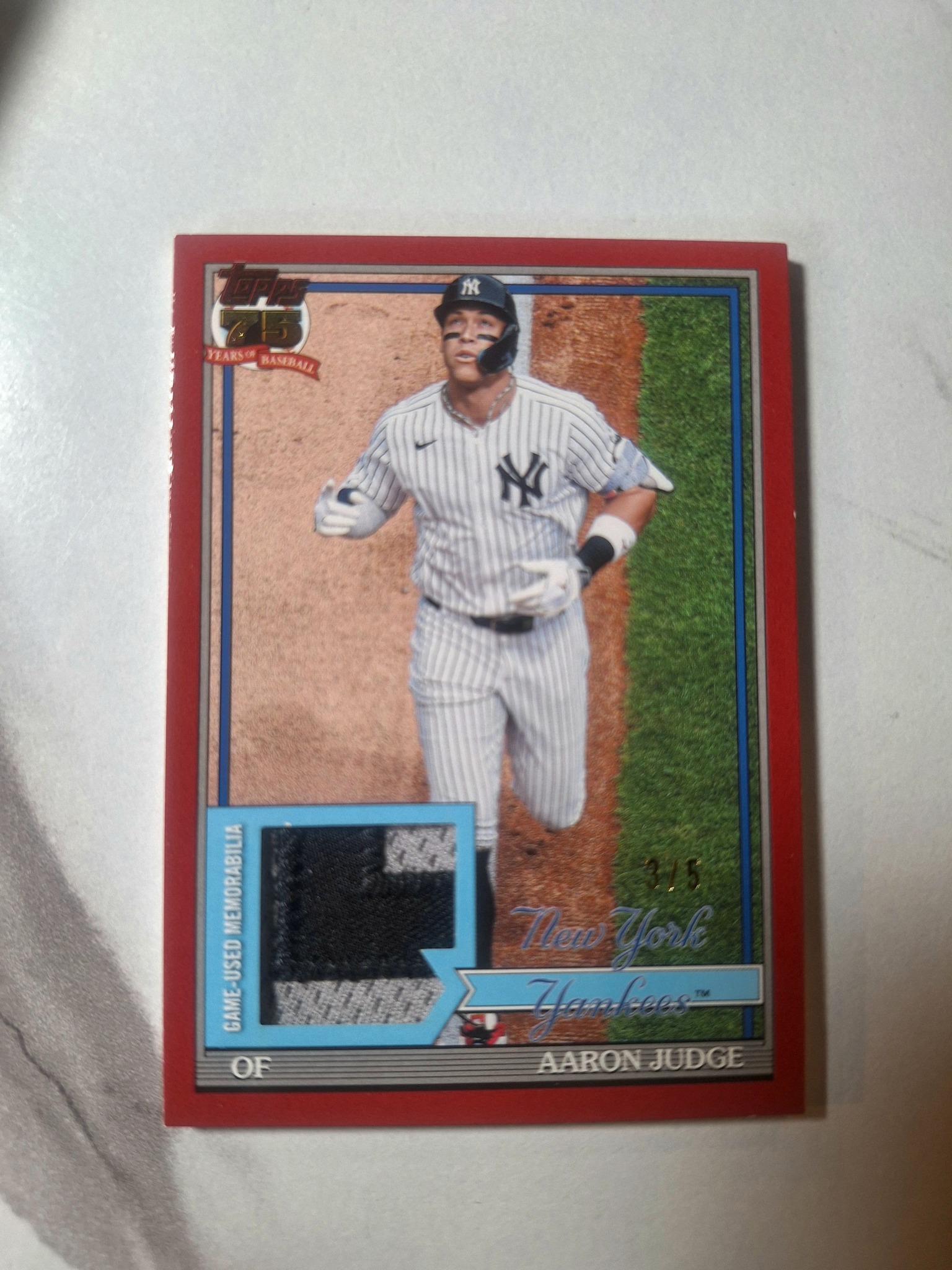 Aaron Judge game-used memorabilia card from 2026 Topps Series 2 