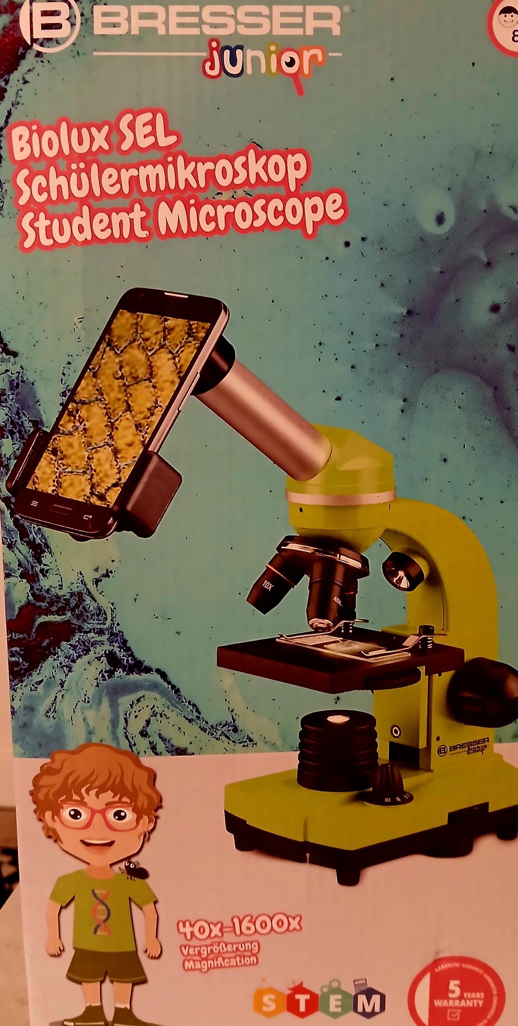 Microscope Portable 60-120x Pour Enfant - Kit Scientifique LED Avec 12 échantillons - Petiscope Léger - Couleurs Disponibles