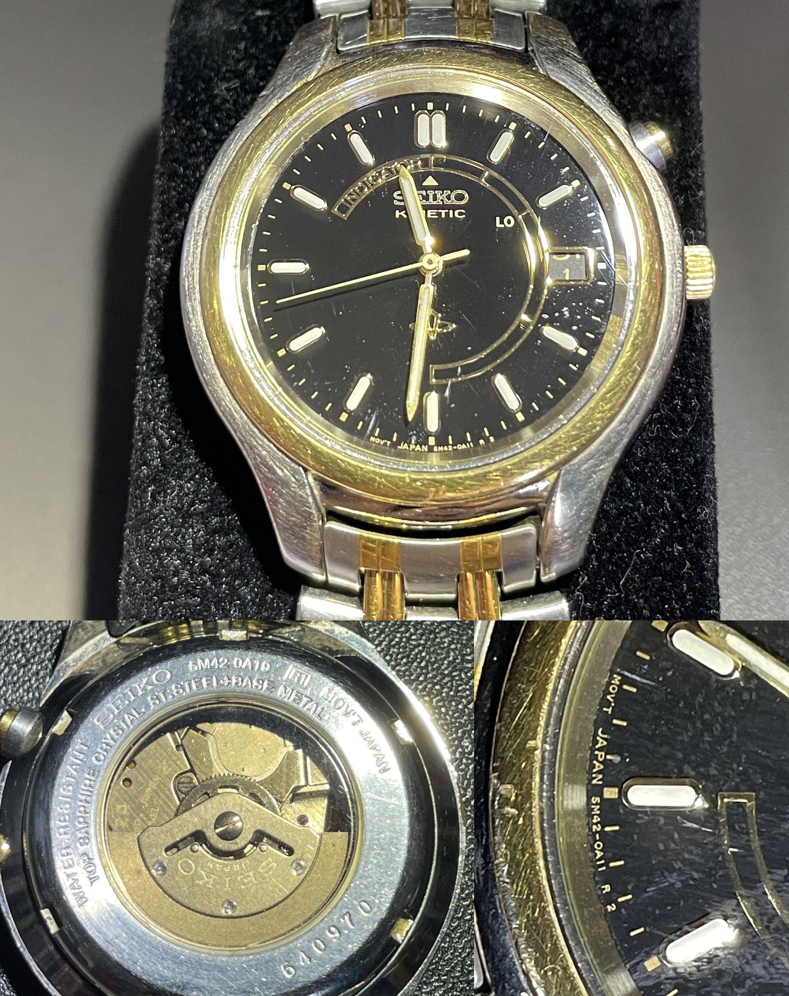 A Seiko Kinetic 5M23 movement, mid nineties. On the right side one