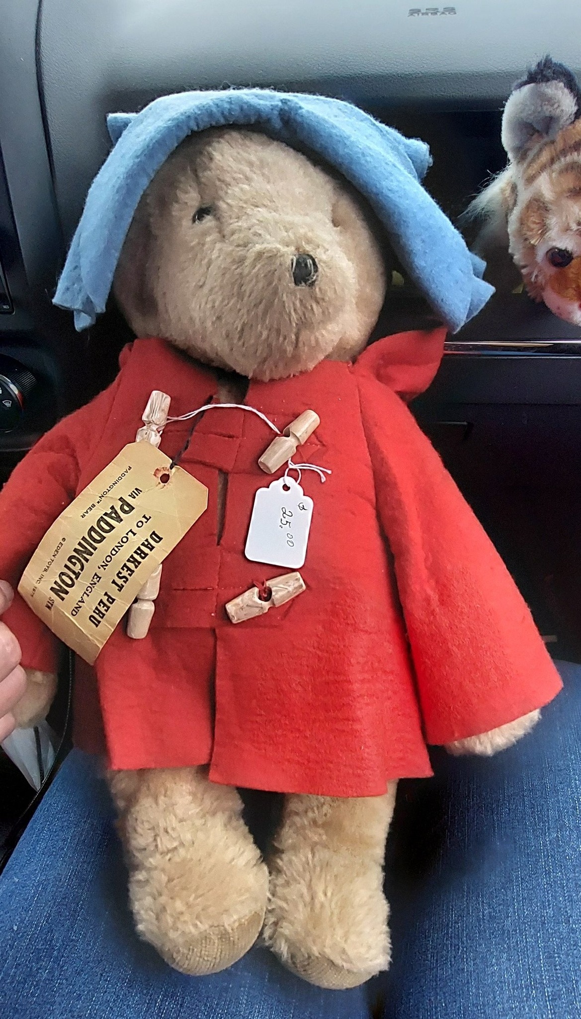 Vintage 1975 Eden Toys Paddington Bear plush toy has a tan plush