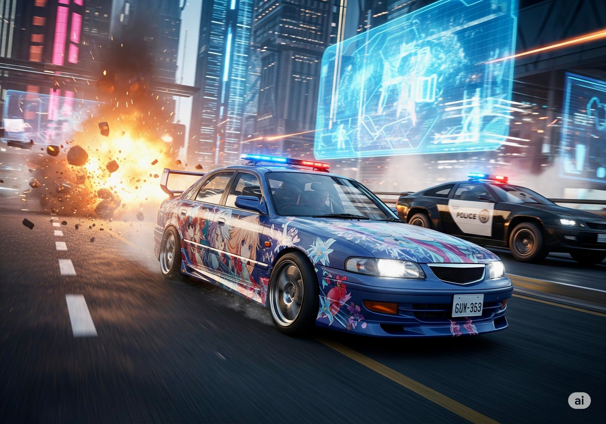 Mazda 626 POLICE К-353 ai GZ_H-966 ITASHA 長 VTASHA к AShNSs 이봄
