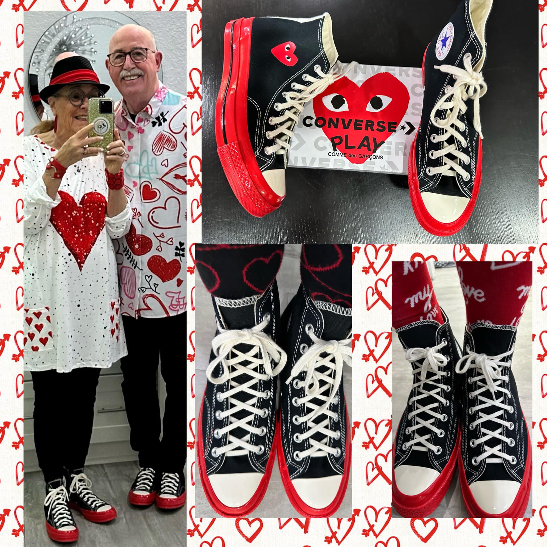 Converse Chuck 70 Hi black and red for Valentine