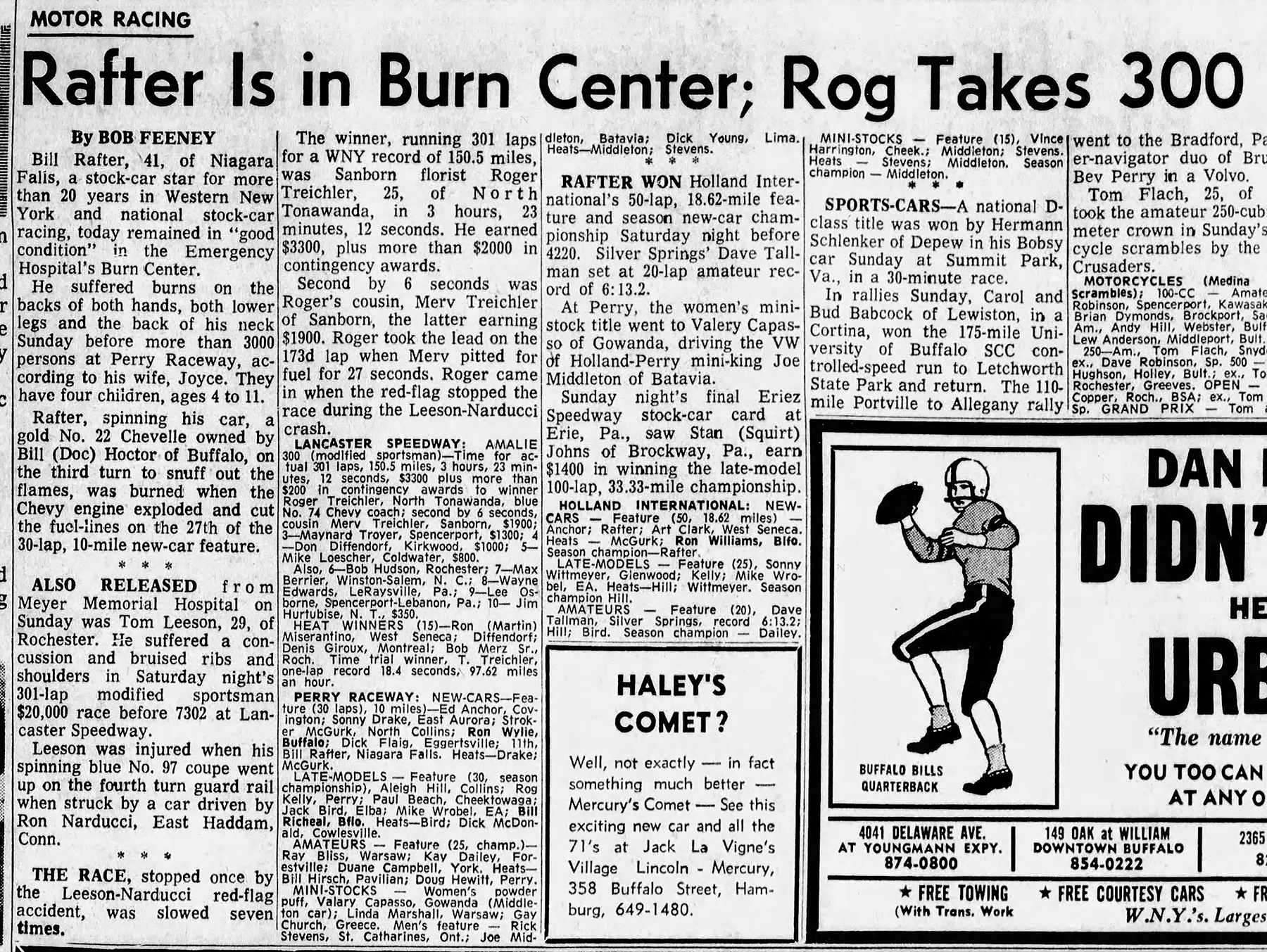 Lancaster Speedway NY, then and now | 9/21/70 Buffalo News article by ...