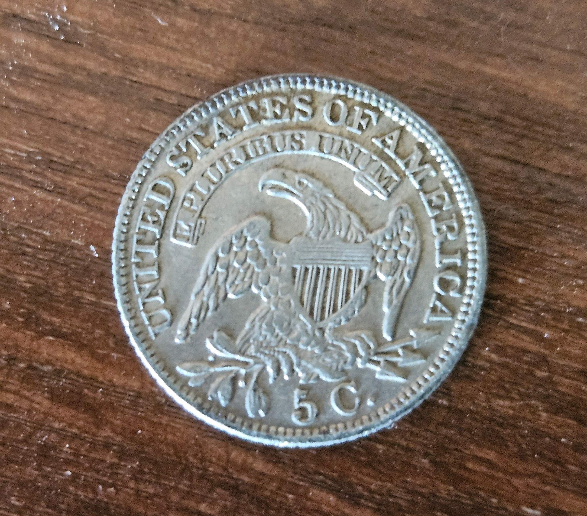 Capped bust 1/2 dime, oldest US silver to date! 195 years old, and  display picture 1