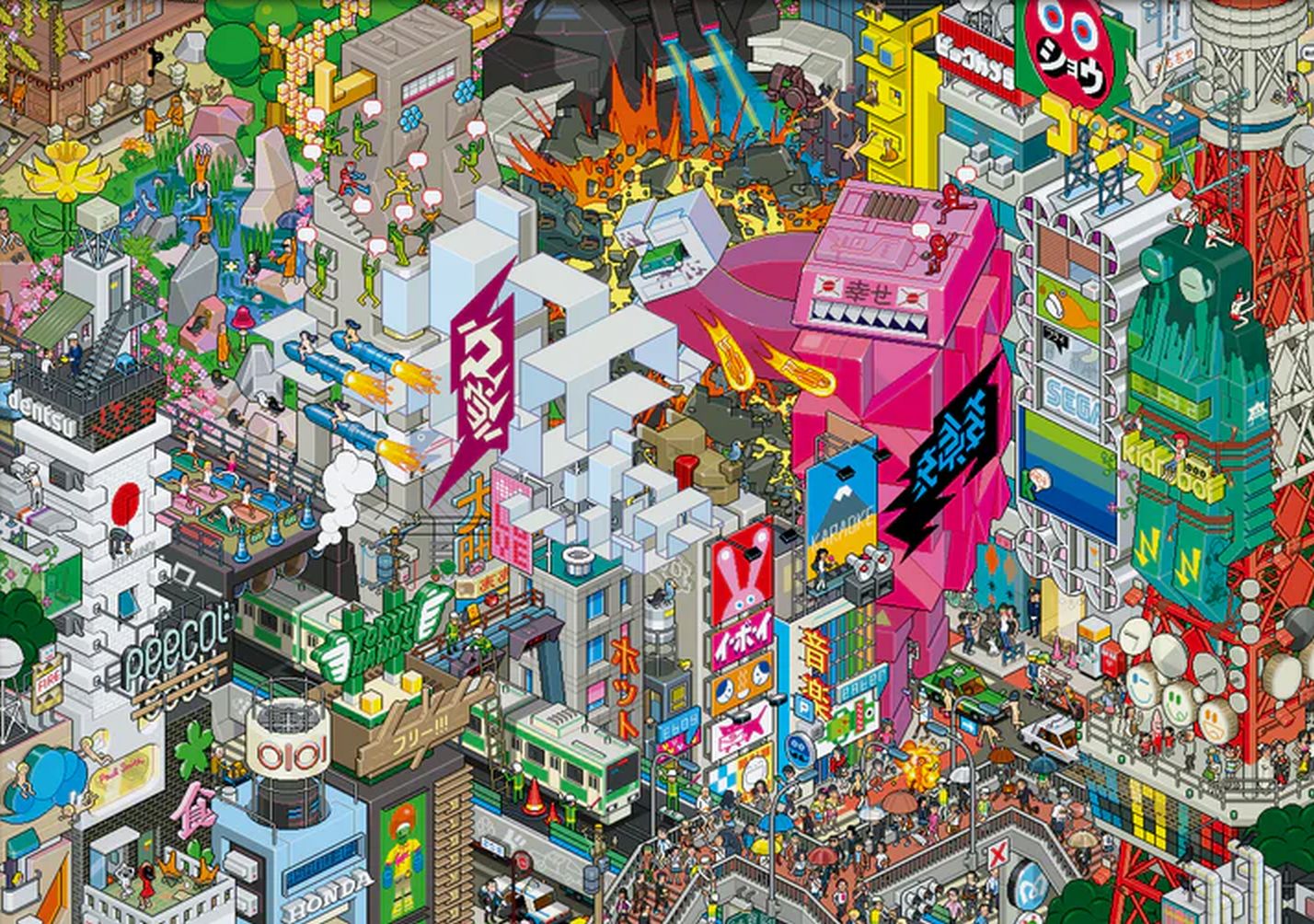 Eboy's pixel art and Tokyo poster