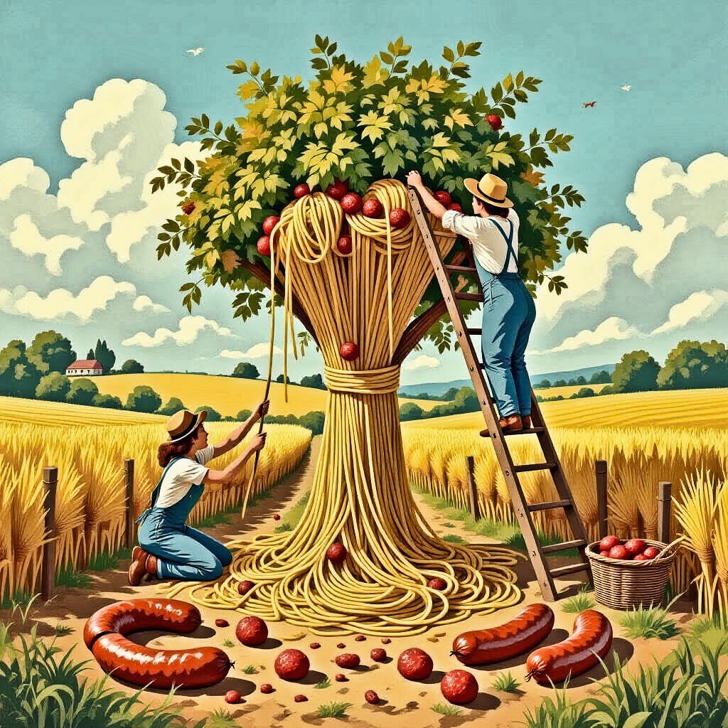 AI Prompt Party | ai+ spaghetti tree -What we have is 2 people on a ...