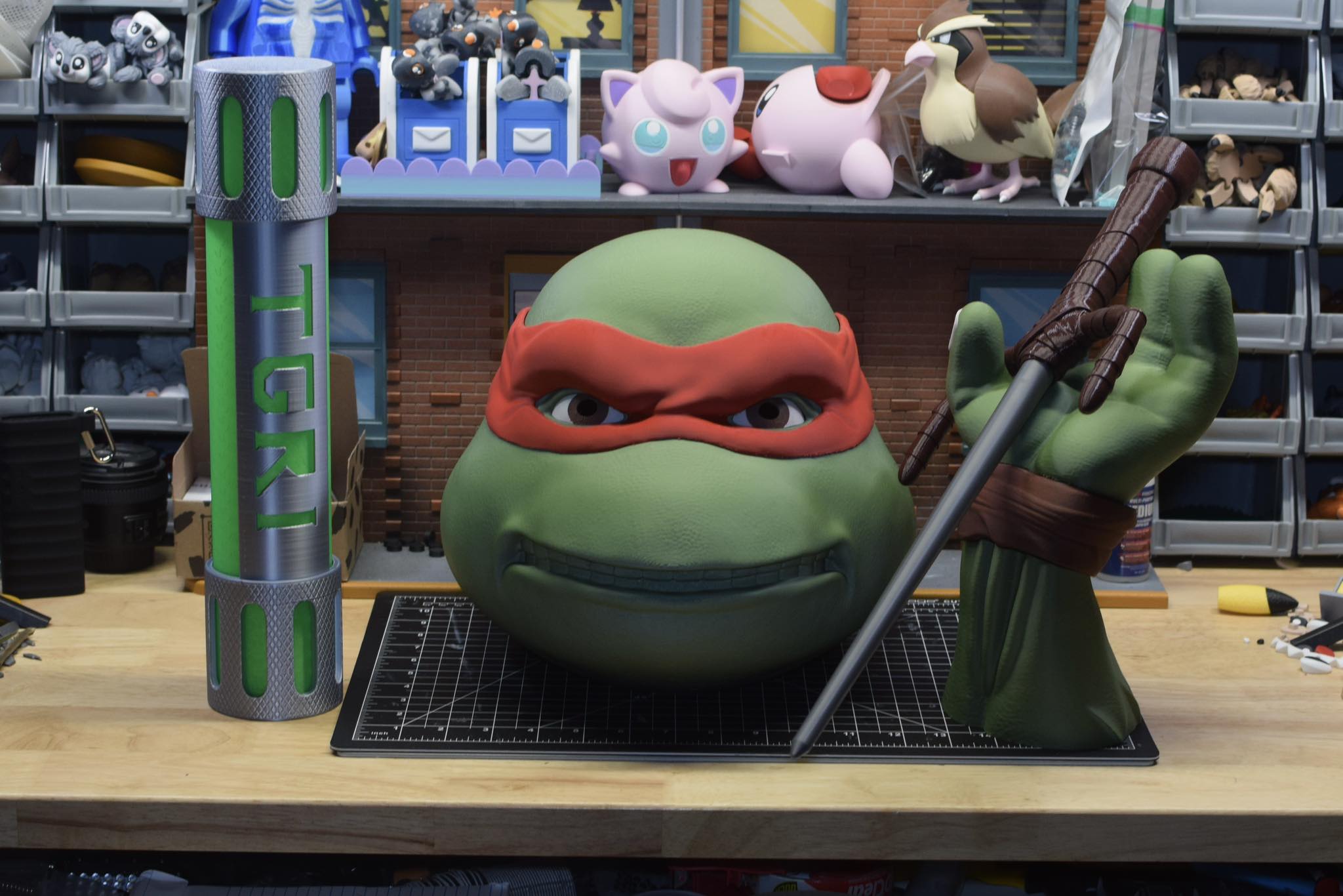 3d tmnt raphael bike helmet Nickelodeon Teenage Mutant Ninja Turtles Leonardo Kids and Pads vehicle of Raphaels Shell Cycle includes two turbo booster effects and two skid effects for extra fun Teenage Mutant Ninja Raphael Helmet