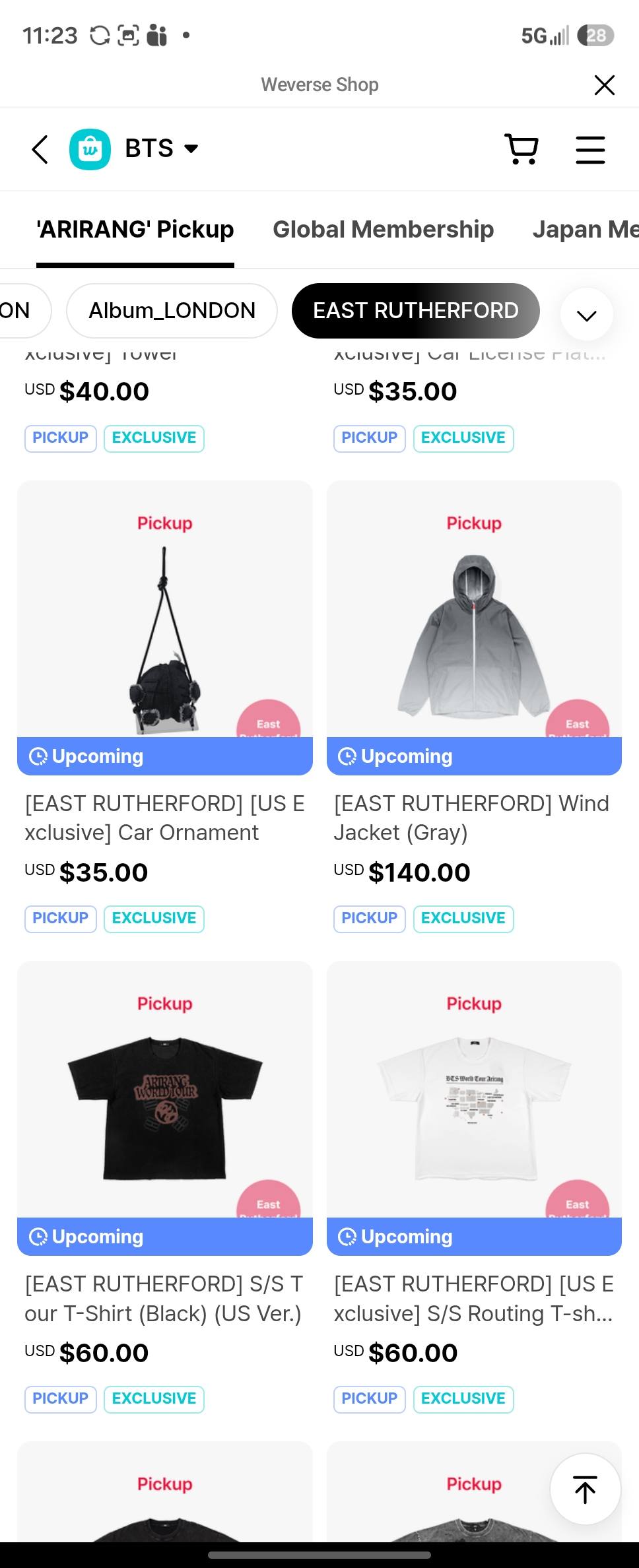BTS Arirang Pickup Merchandise for US Tour Second Leg
