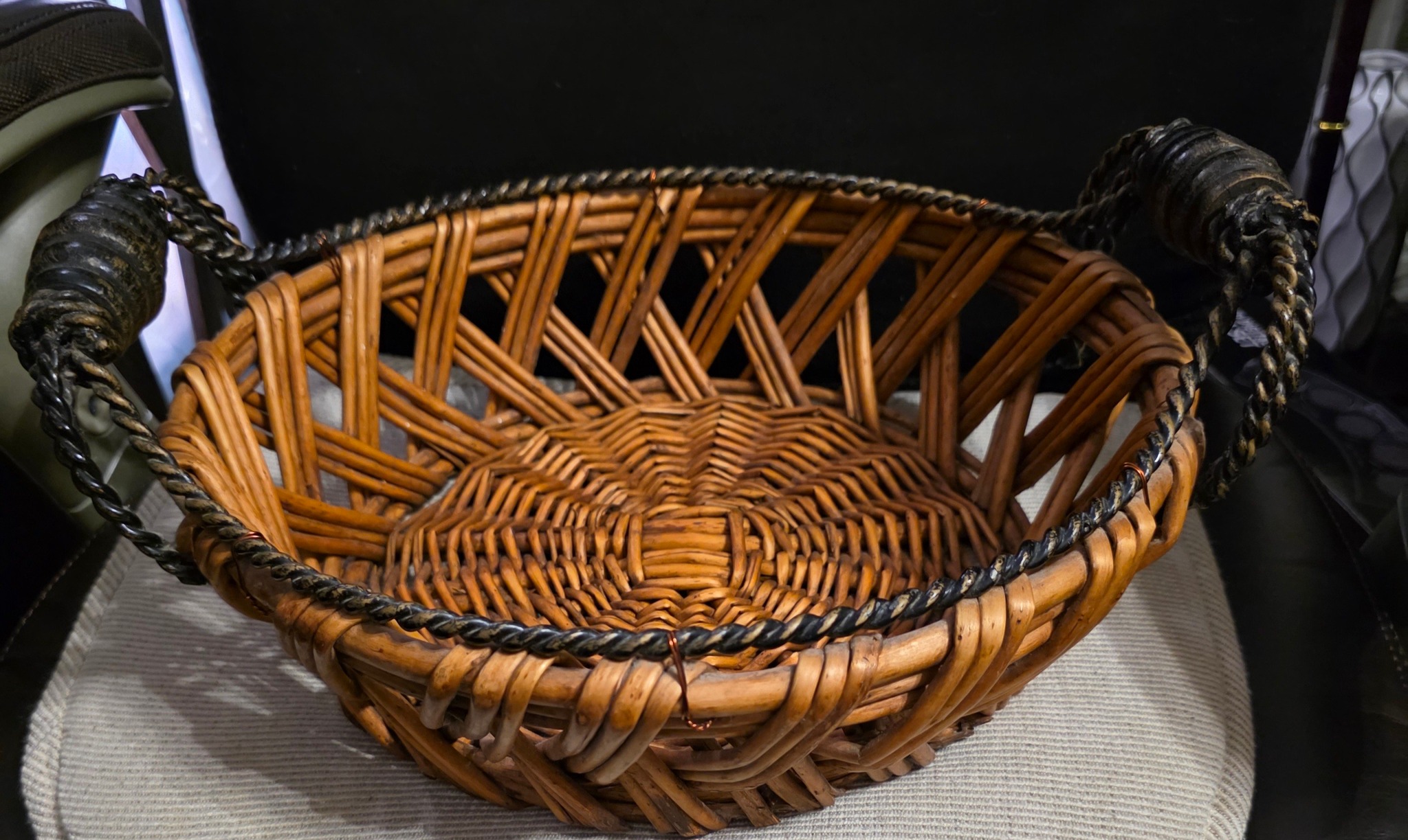 ナンタケットバスケット】 Style: Antique Round Open Basket Double