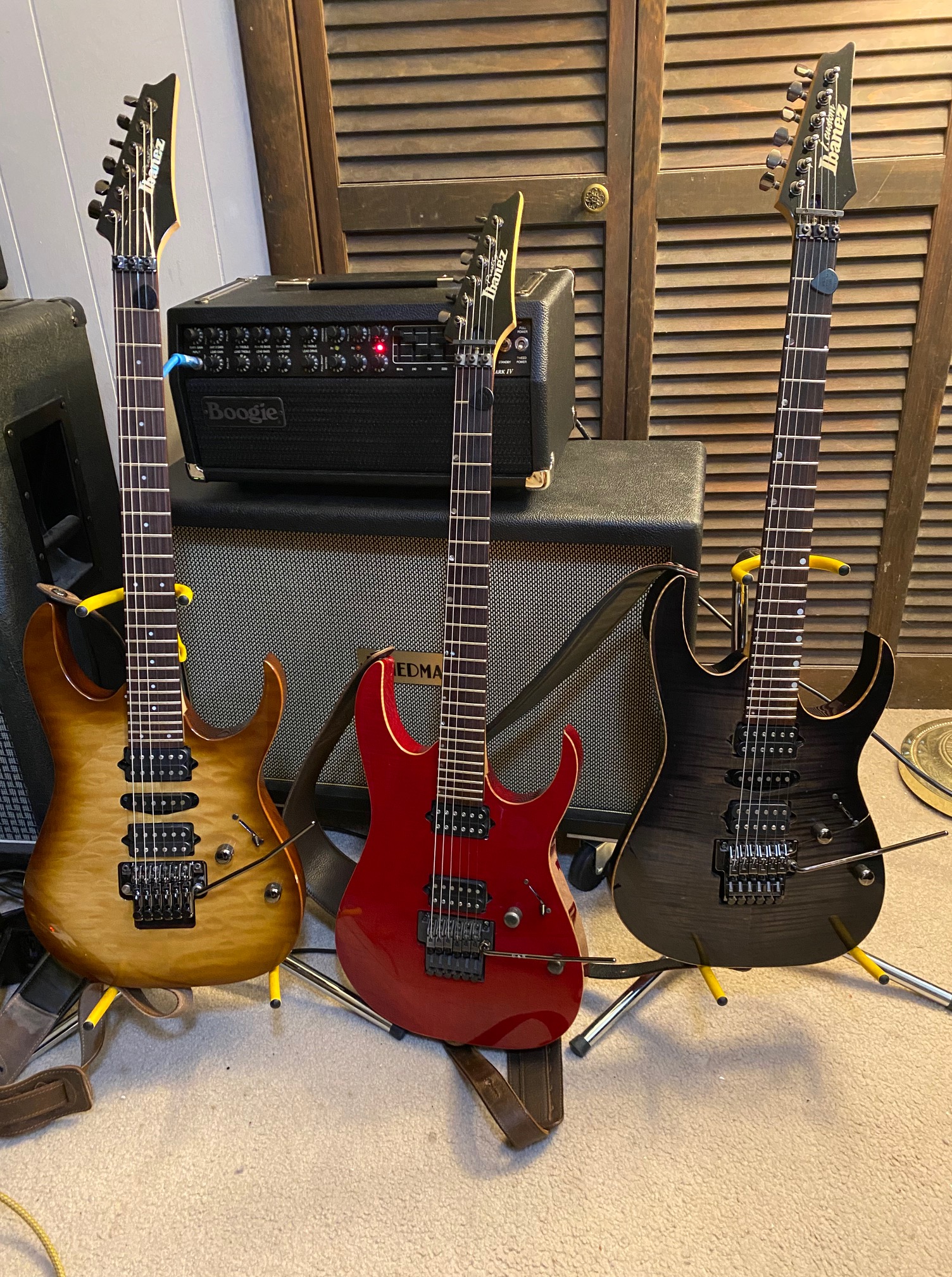 Ibanez Prestige RG2770QZA, RG3120 and J Custom 1680 comparison