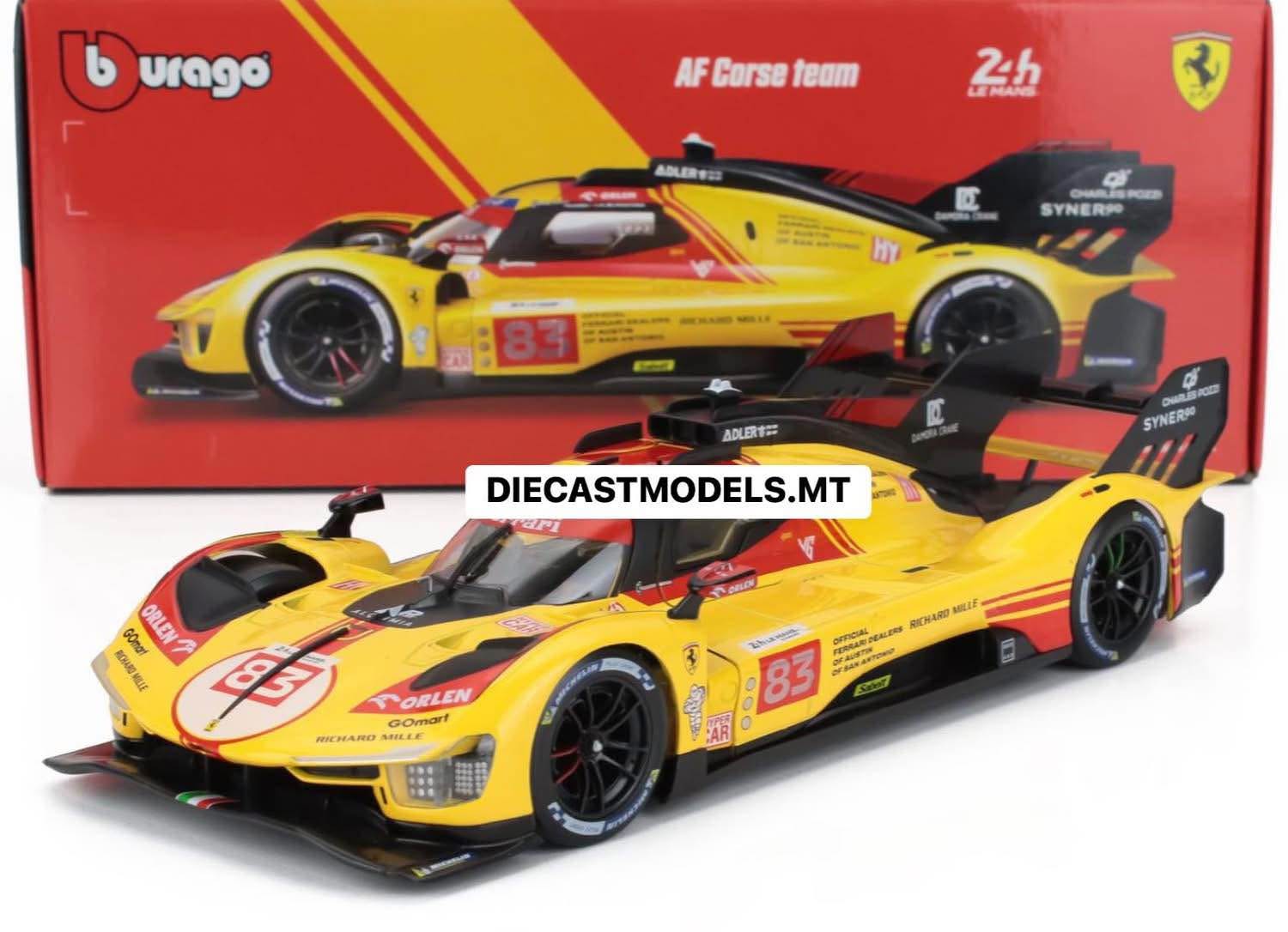 FERRARI 499p 3.0l Turbo V6 Team Af Corse №83 Winner 24h Le Mans  2025 Robert Kubica   Phil Hanson   Yifei Ye Yellow Red