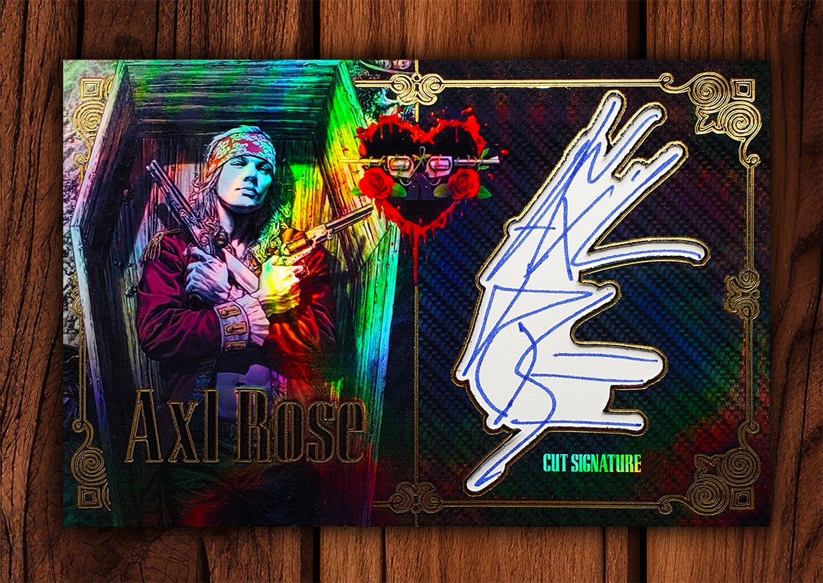 Guns N' Roses Axl Rose cut autograph with gold foil trim