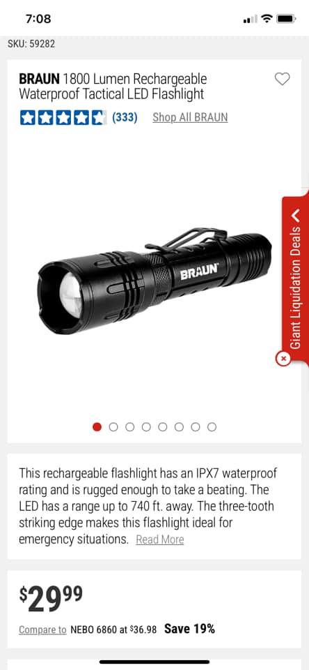 braun 1800 lumen rechargeable waterproof tactical led flashlight 750 Ultra-Compact Magnetic Floodlight, 360 Rotating Head, Bright Wide Beam of Light, Durable Aluminum Housing (Yellow) This BRAUN 800 Lumen Tactical LED Flashlight casts a brilliant beam of light up to 485 ft Braun Flashlight, Light, Rechargeable Flashlight