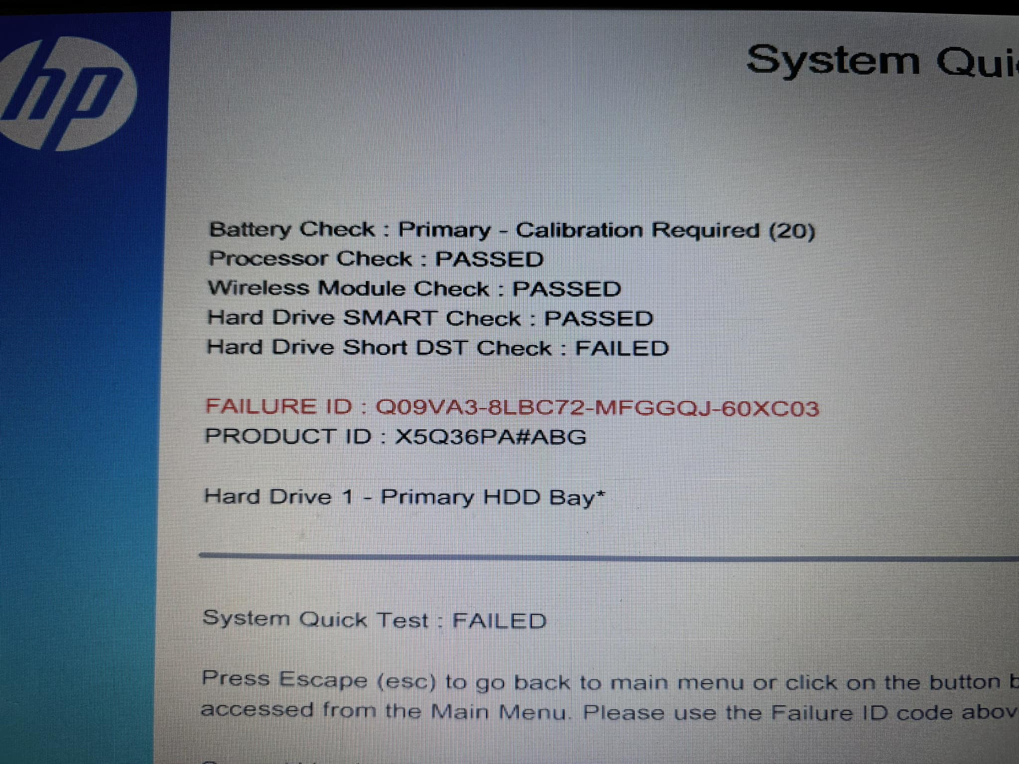 HP x476 0xc6fd0402 head error.