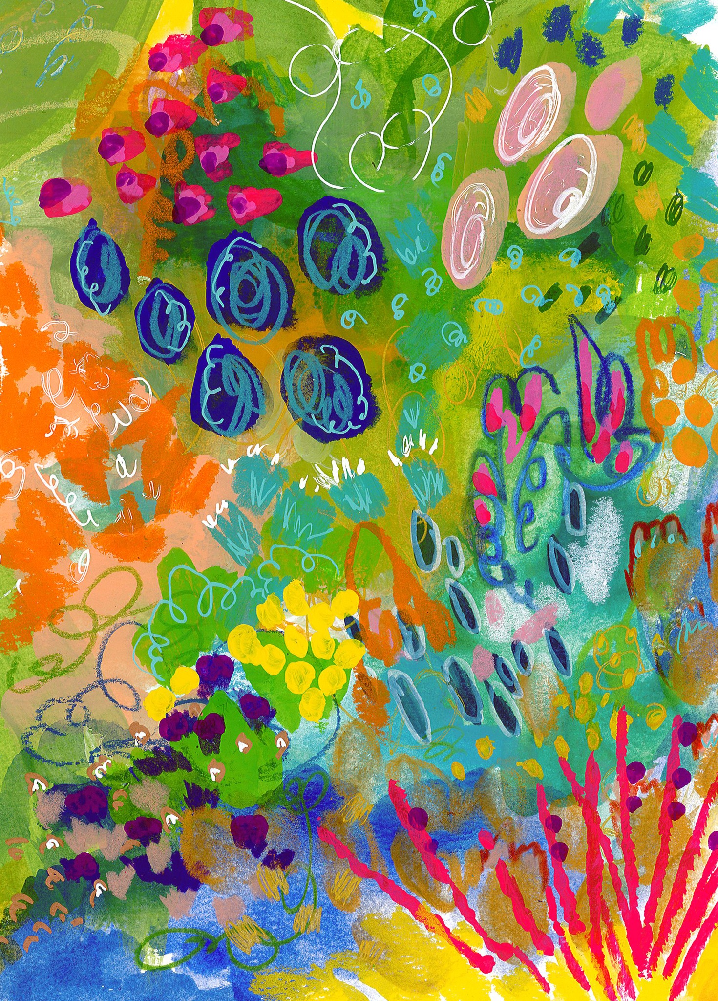 The Garden Makers Suresh P Verdant Symphony Mixed media on canvas
