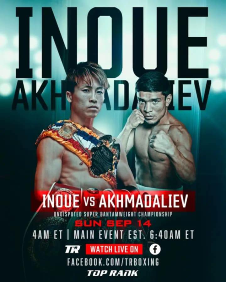 INOUKE vs AKHMADALIEV ポスター B2 Watch Inoue-Akhmadaliev live on Facebook on Sunday morning ..