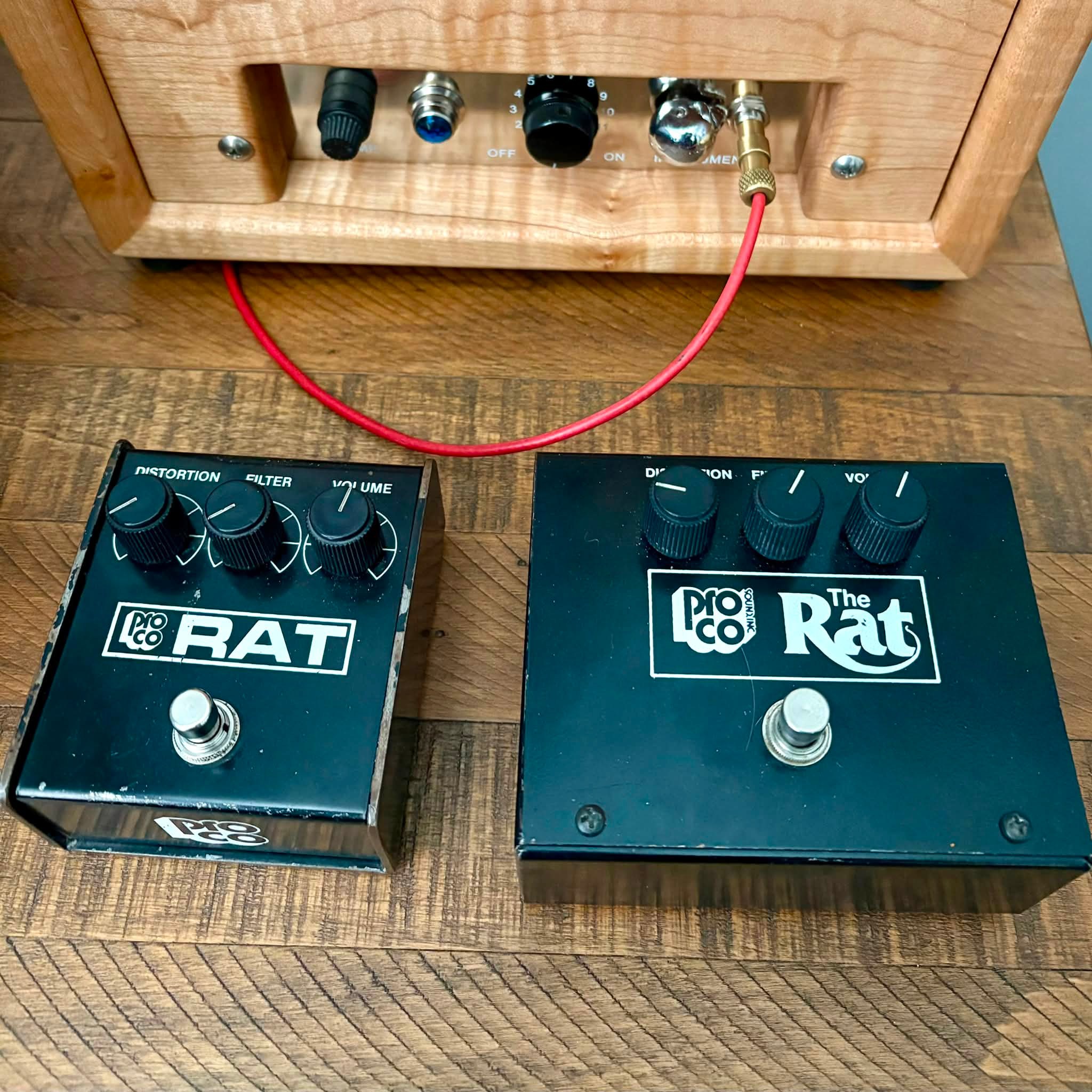 A late 1982 big box V2 Rat, and a 1986 small box V3-B Rat.