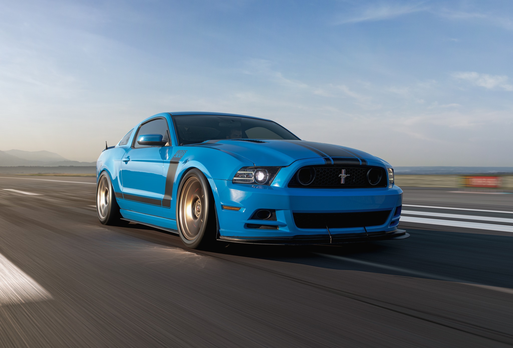Bronze wheels with Grabber Blue Boss 302