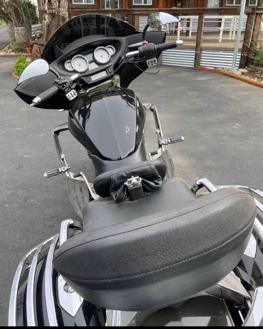 AstraDepot Driver Rider Backrest With Bracket For Victory Cross Country 2010-2017 – Adjustable Black Pad